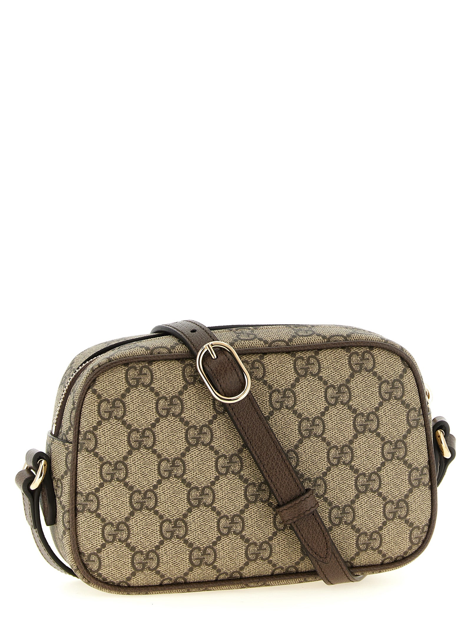 Gucci Ophidia Brown GG Monogram Small Shoulder Bag Nastro Web Gold