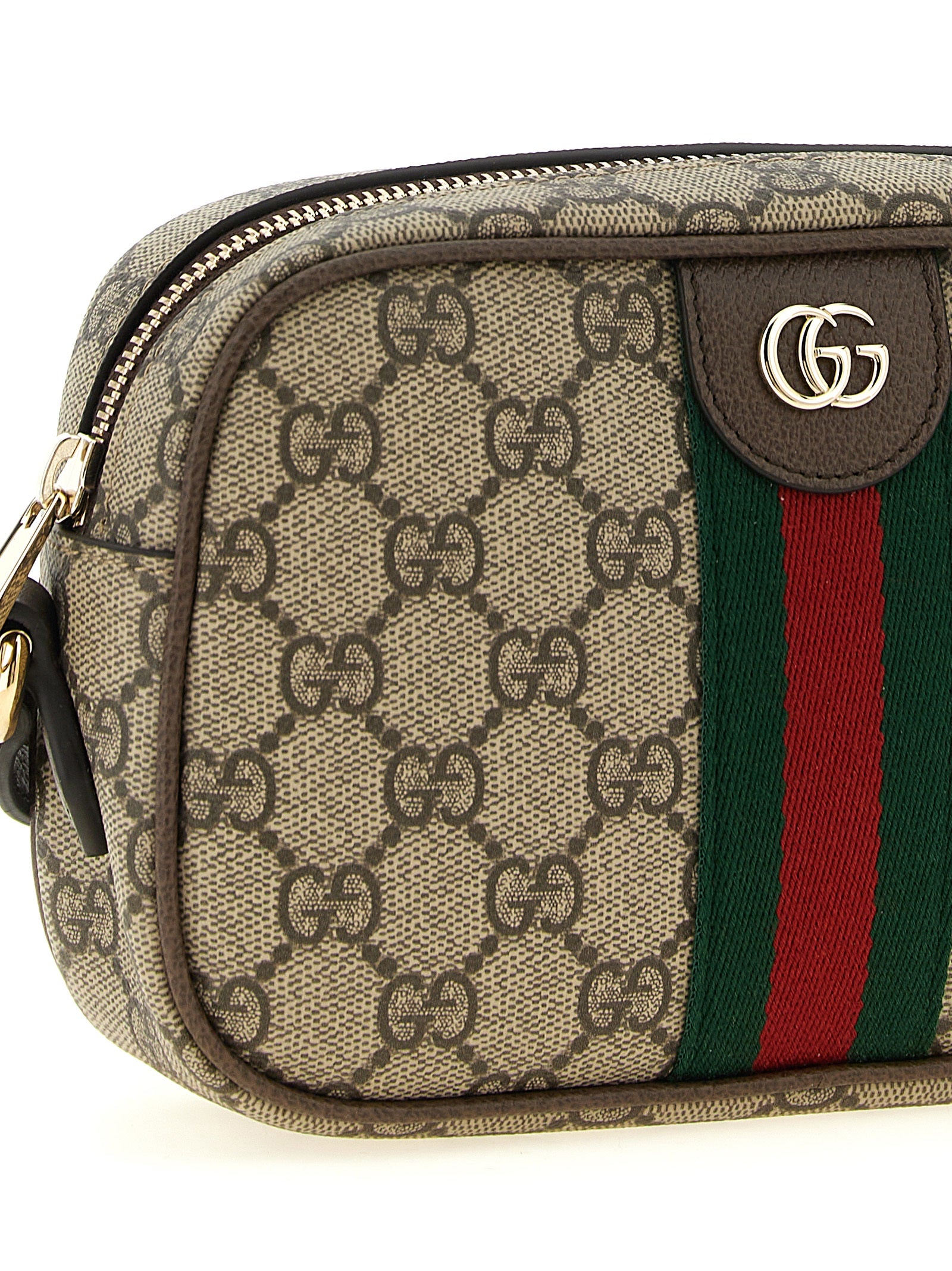 Gucci Ophidia Brown GG Monogram Small Shoulder Bag Nastro Web Gold