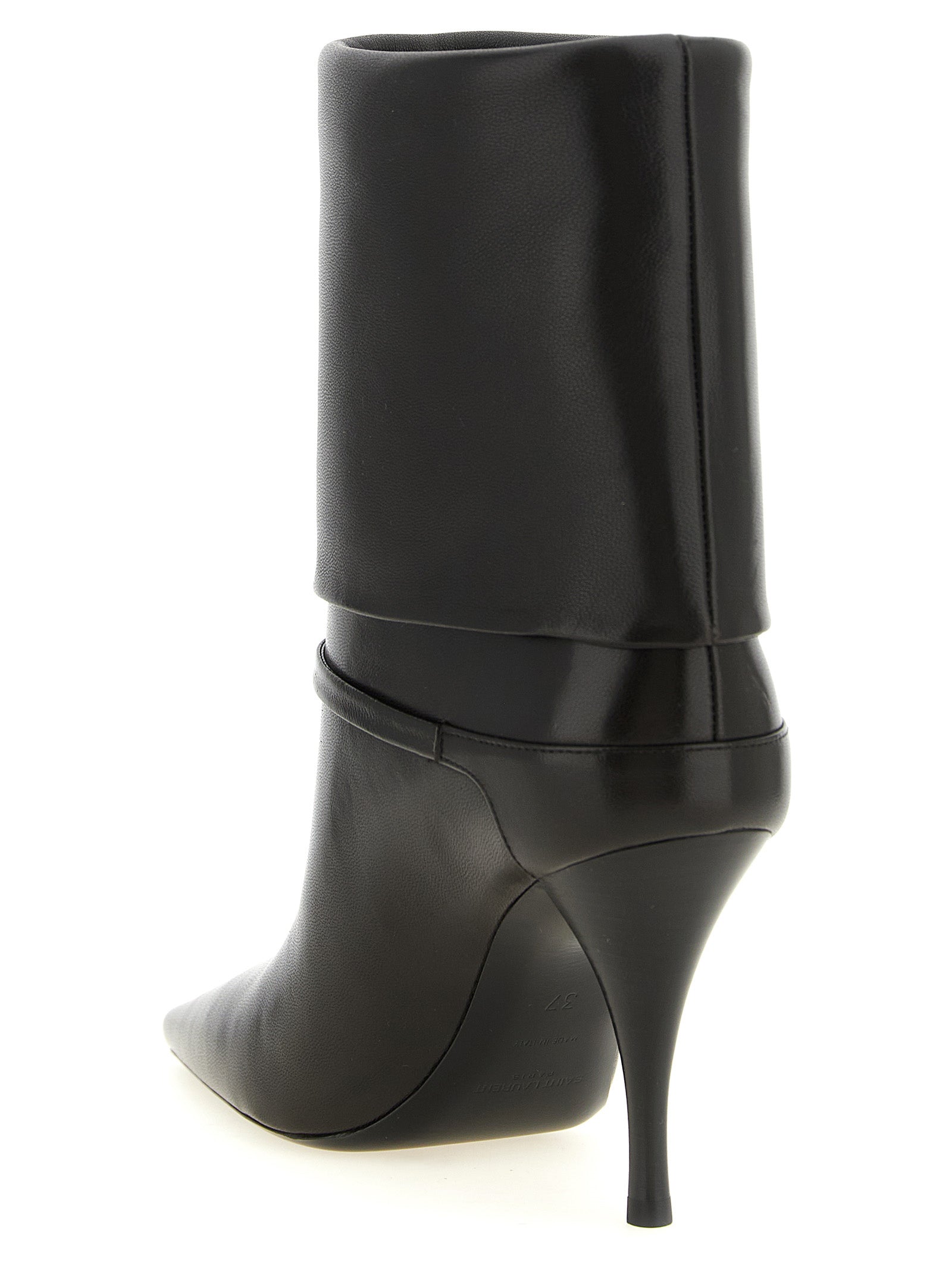Saint Laurent Niki Brown Lamb Leather Stiletto Ankle Boots Cassandre