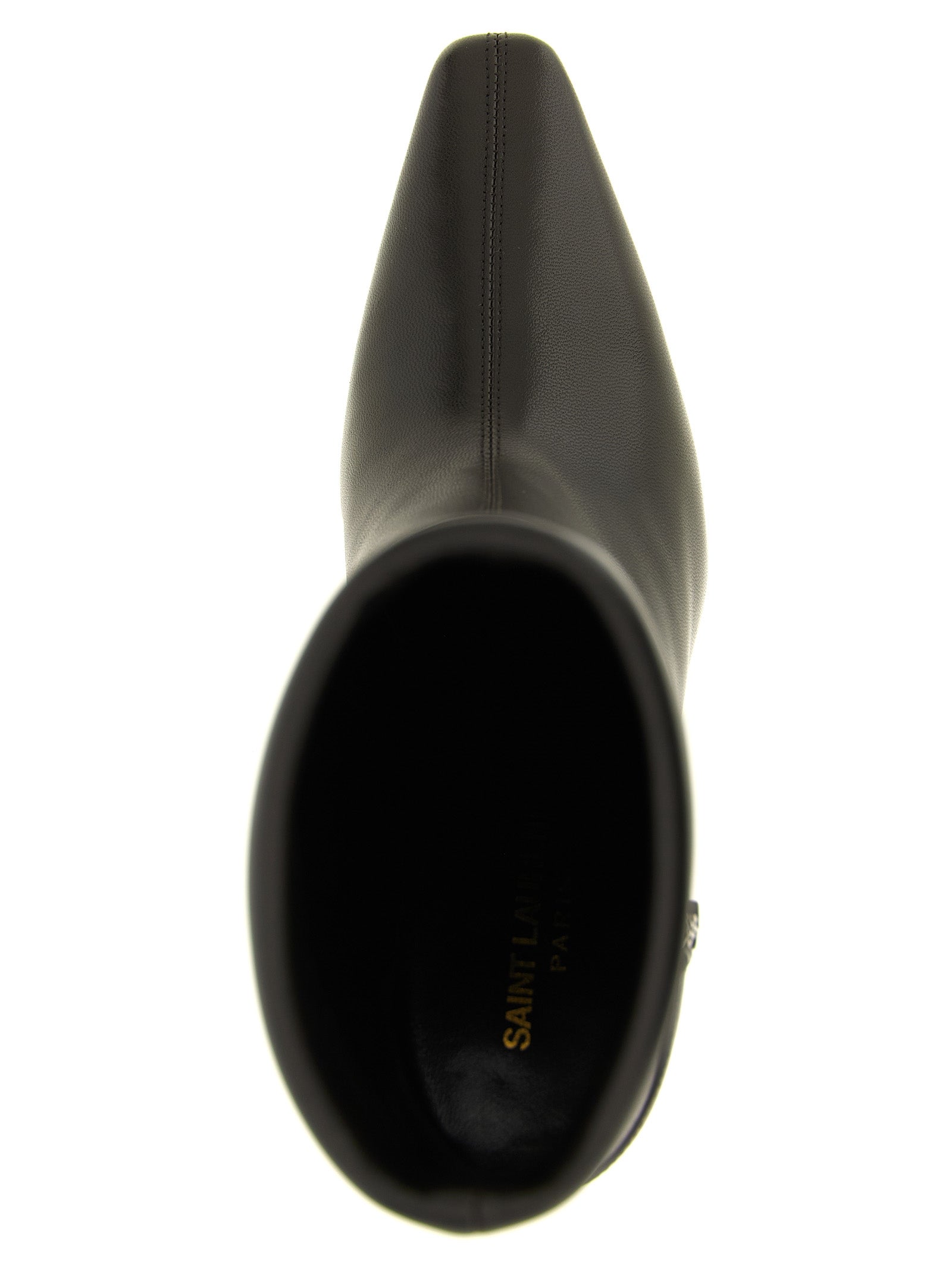 Saint Laurent Niki Brown Lamb Leather Stiletto Ankle Boots Cassandre