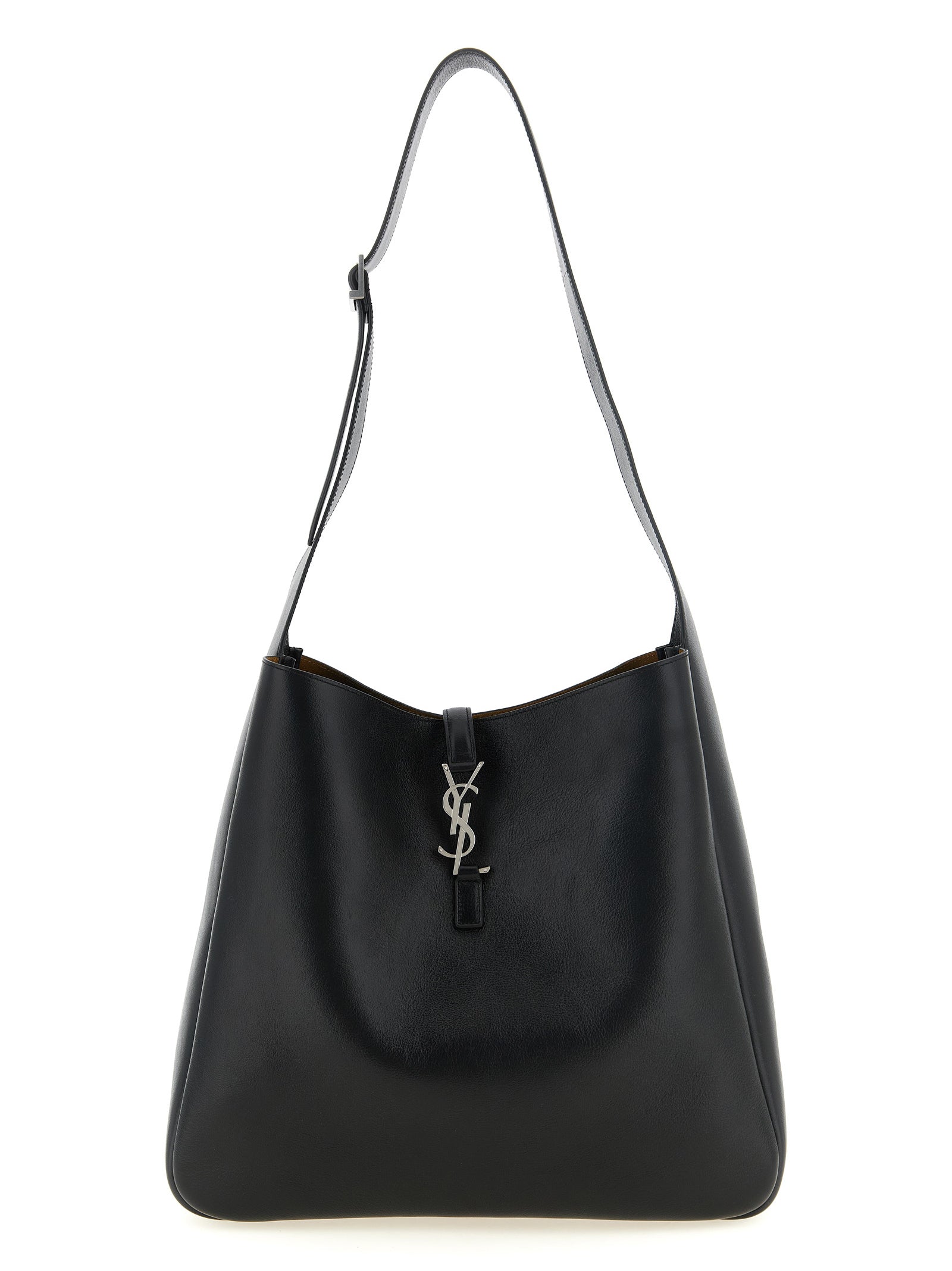 Saint Laurent Le 5 à 7 Gobo Black Hammered Calfskin Hobo Shoulder Bag