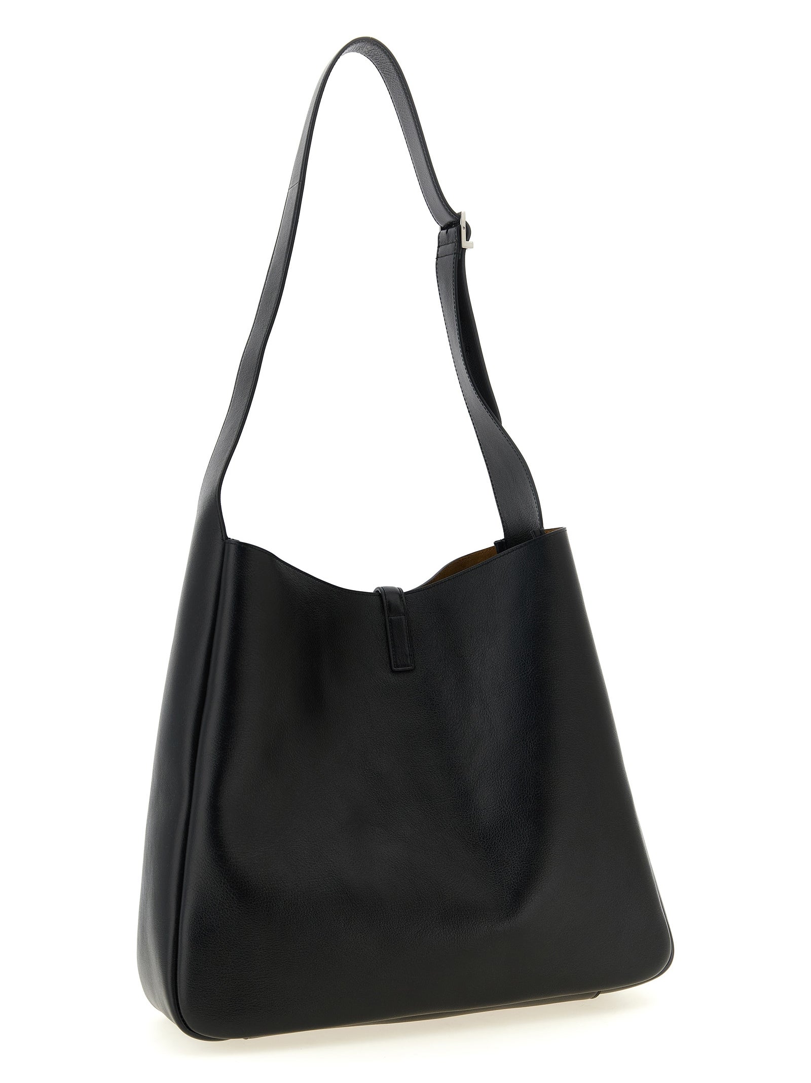 Saint Laurent Le 5 à 7 Gobo Black Hammered Calfskin Hobo Shoulder Bag