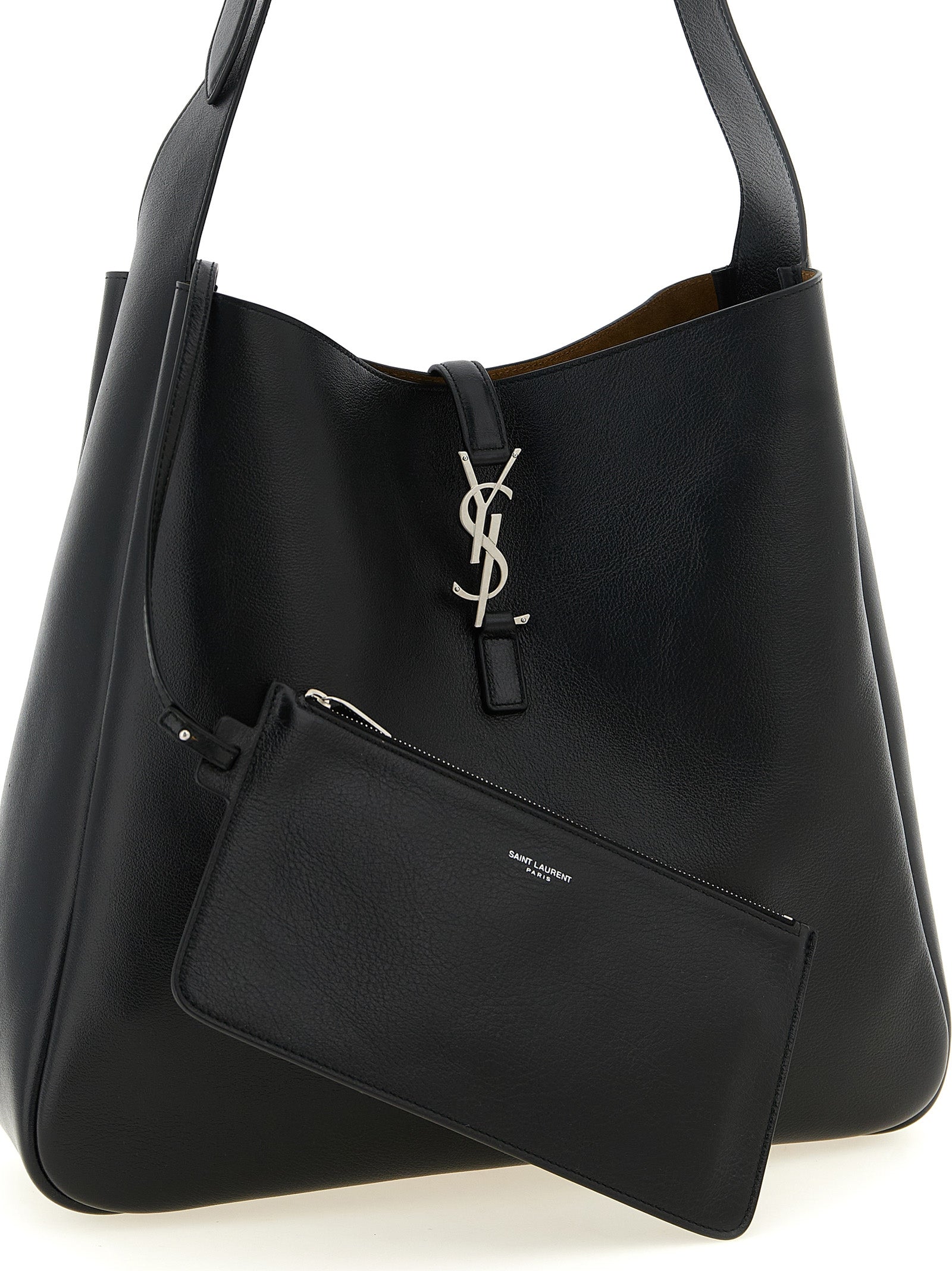 Saint Laurent Le 5 à 7 Gobo Black Hammered Calfskin Hobo Shoulder Bag