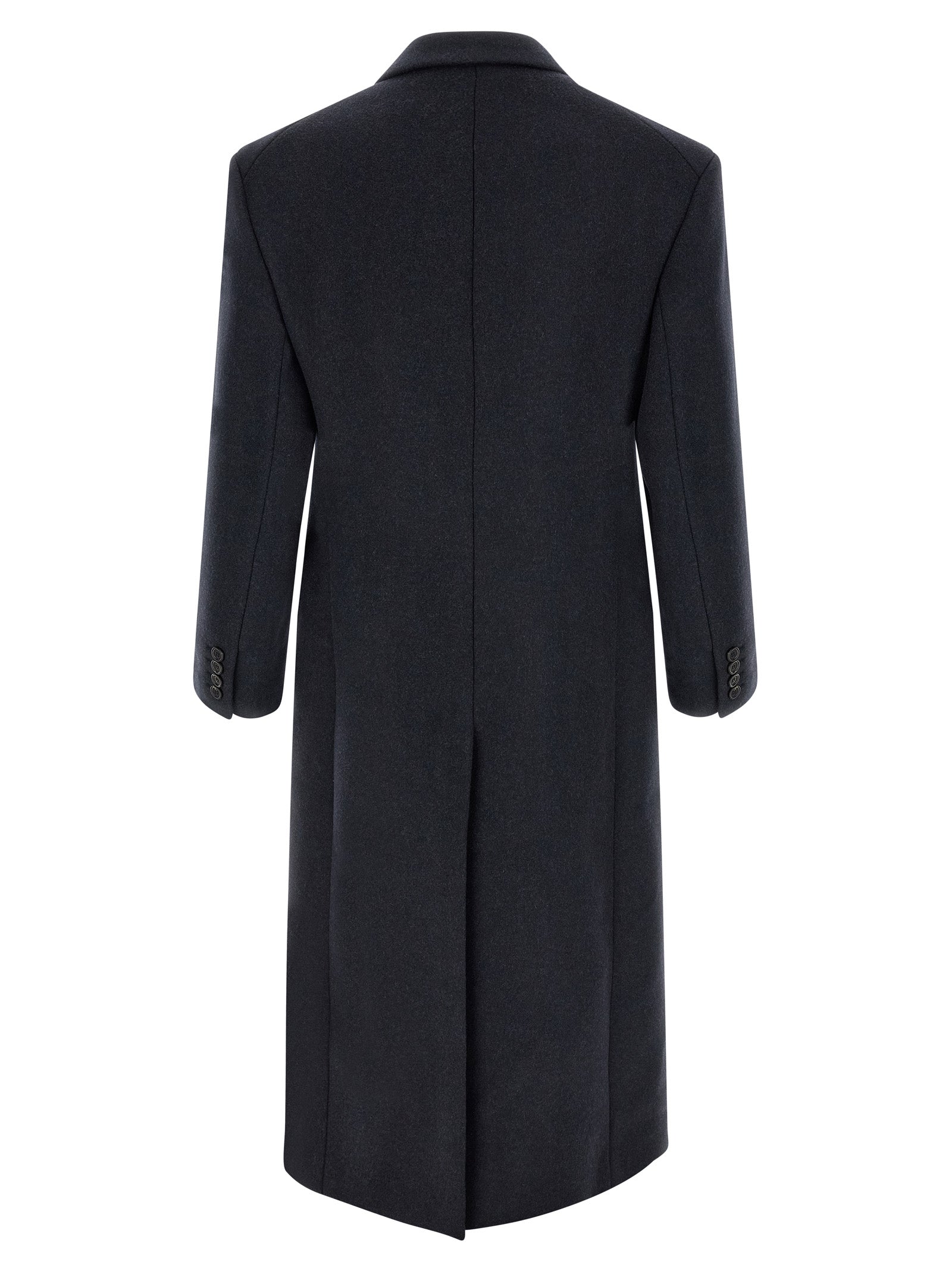 Saint Laurent Navy Blue Virgin Wool Double-Breasted Long Coat Men