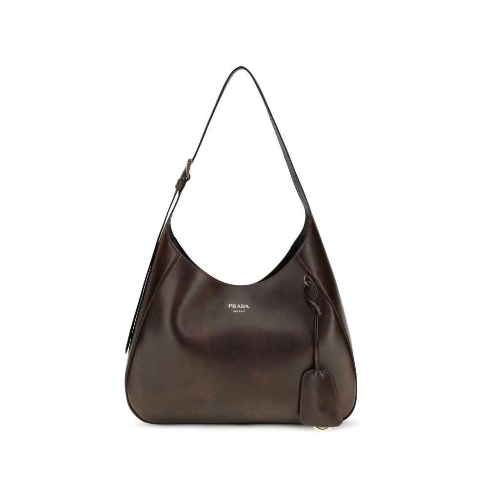 Prada Boogie Medium Calf Leather Shoulder Bag in Brown | AW26