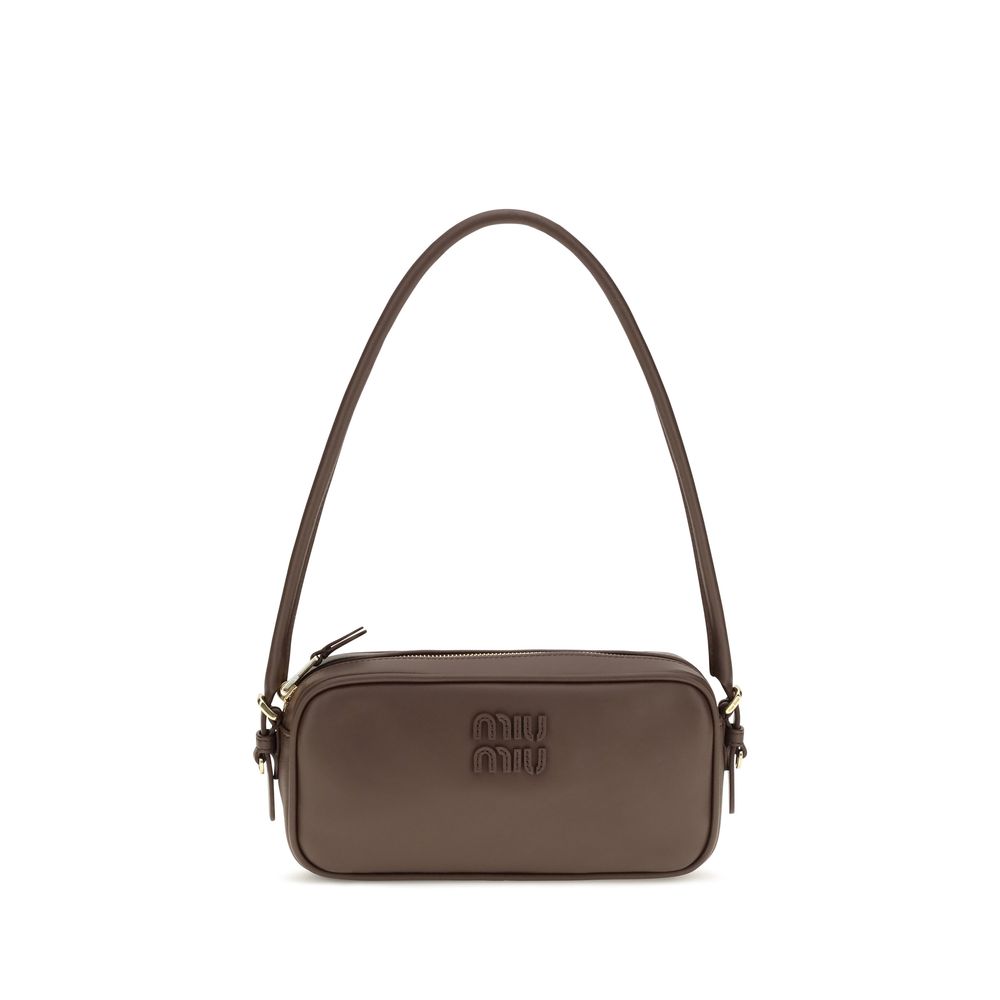 Miu Miu Tonal Logo Calf Leather Shoulder Bag in Brown | AW26