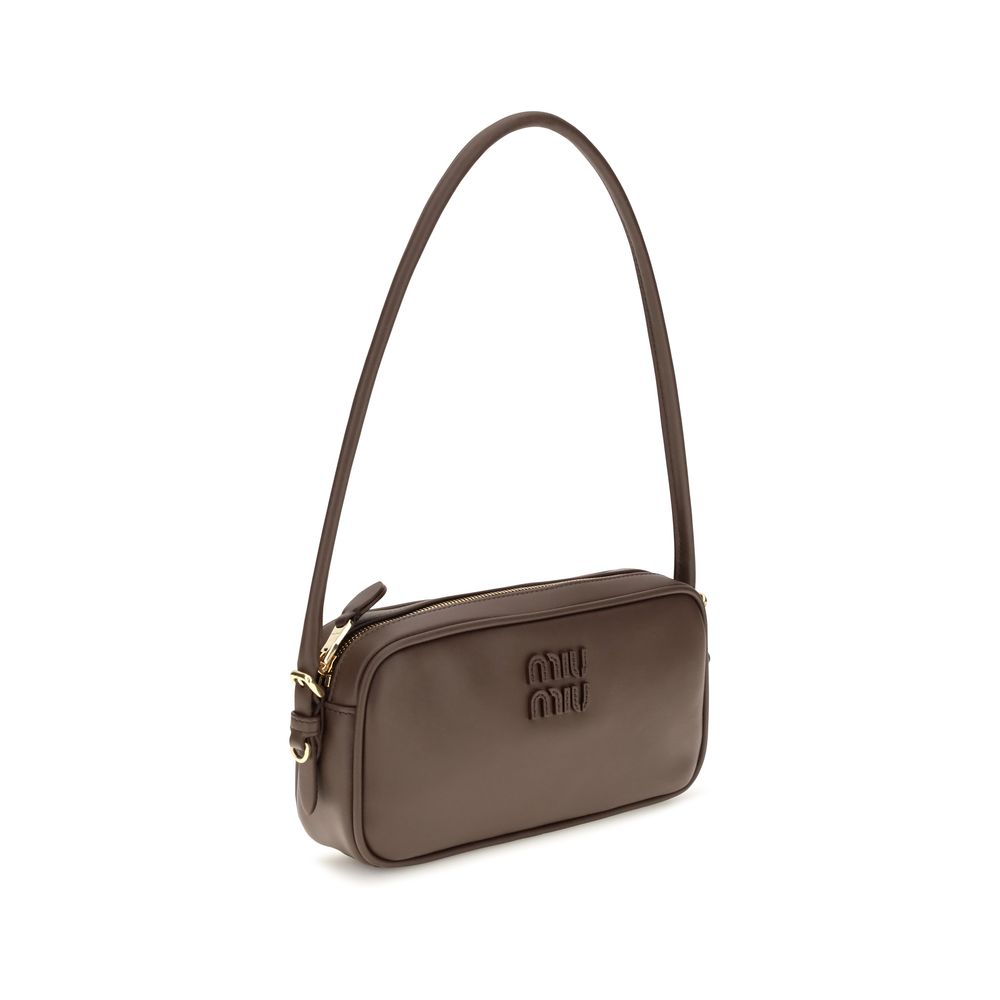 Miu Miu Tonal Logo Calf Leather Shoulder Bag in Brown | AW26