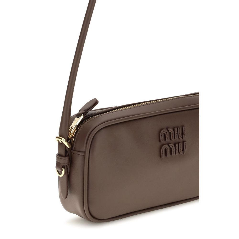 Miu Miu Tonal Logo Calf Leather Shoulder Bag in Brown | AW26