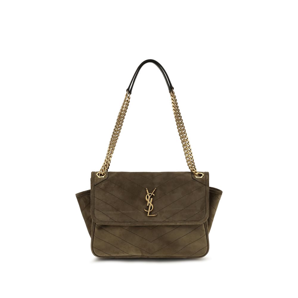 Saint Laurent Bicolor Suede Niki Tripouch Shoulder Bag AW26