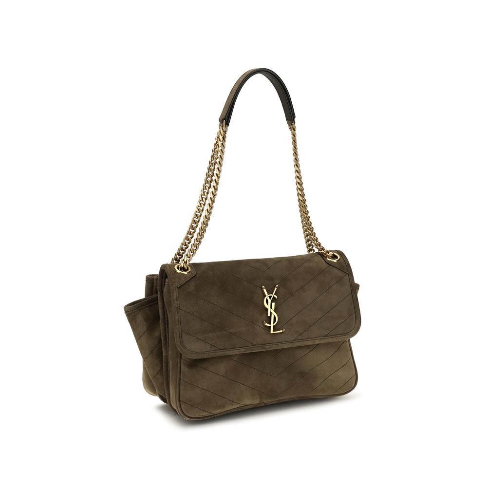 Saint Laurent Bicolor Suede Niki Tripouch Shoulder Bag AW26