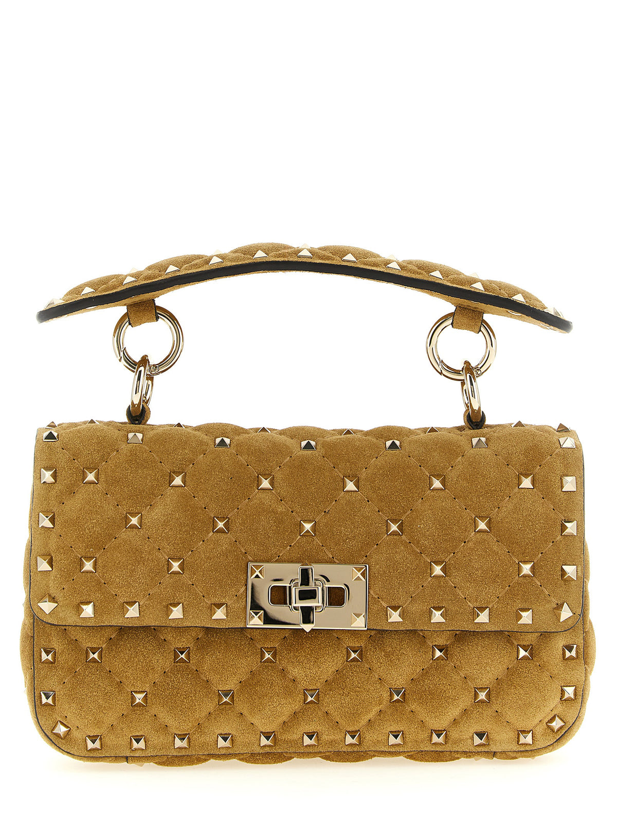 Valentino Garavani Beige Calfskin Rockstud Spike Shoulder Bag