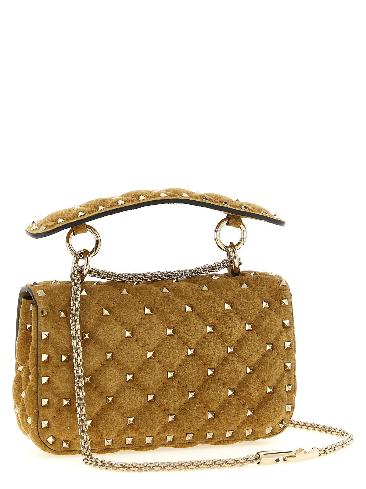 Valentino Garavani Beige Calfskin Rockstud Spike Shoulder Bag