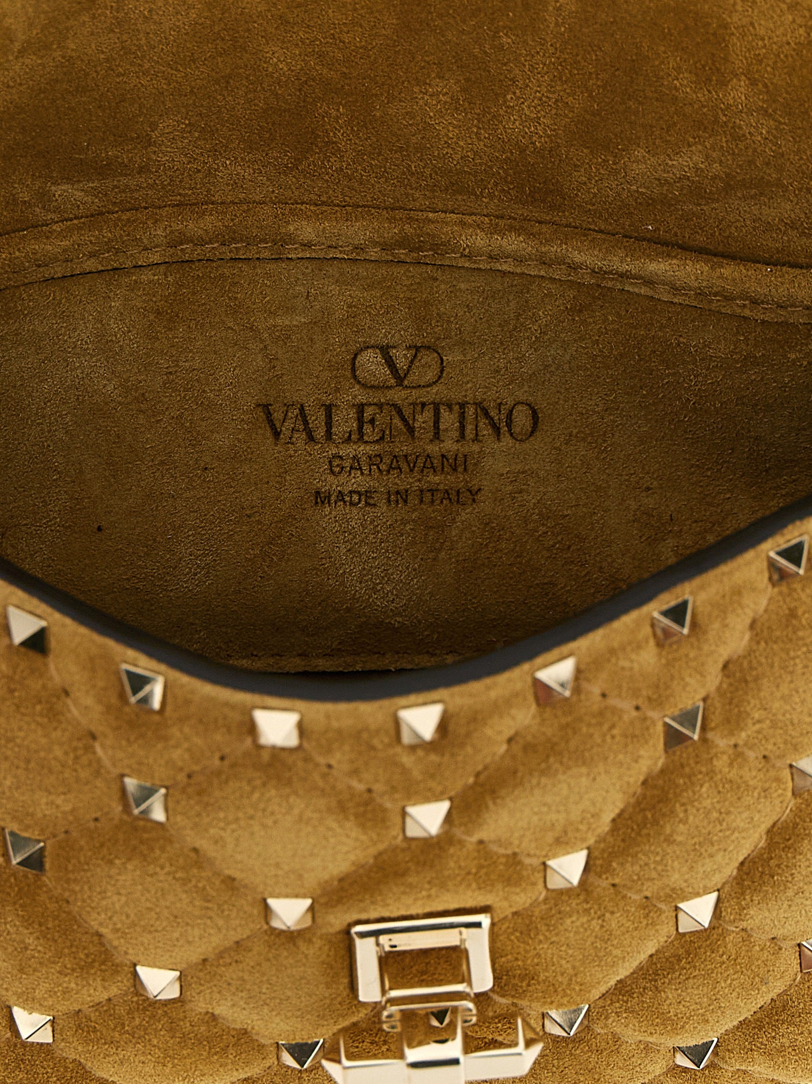 Valentino Garavani Beige Calfskin Rockstud Spike Shoulder Bag