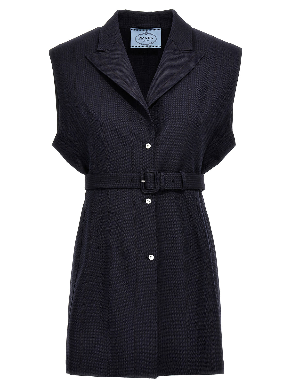 Prada Virgin Wool Sleeveless Vest Jacket in Blue | Made in Italy