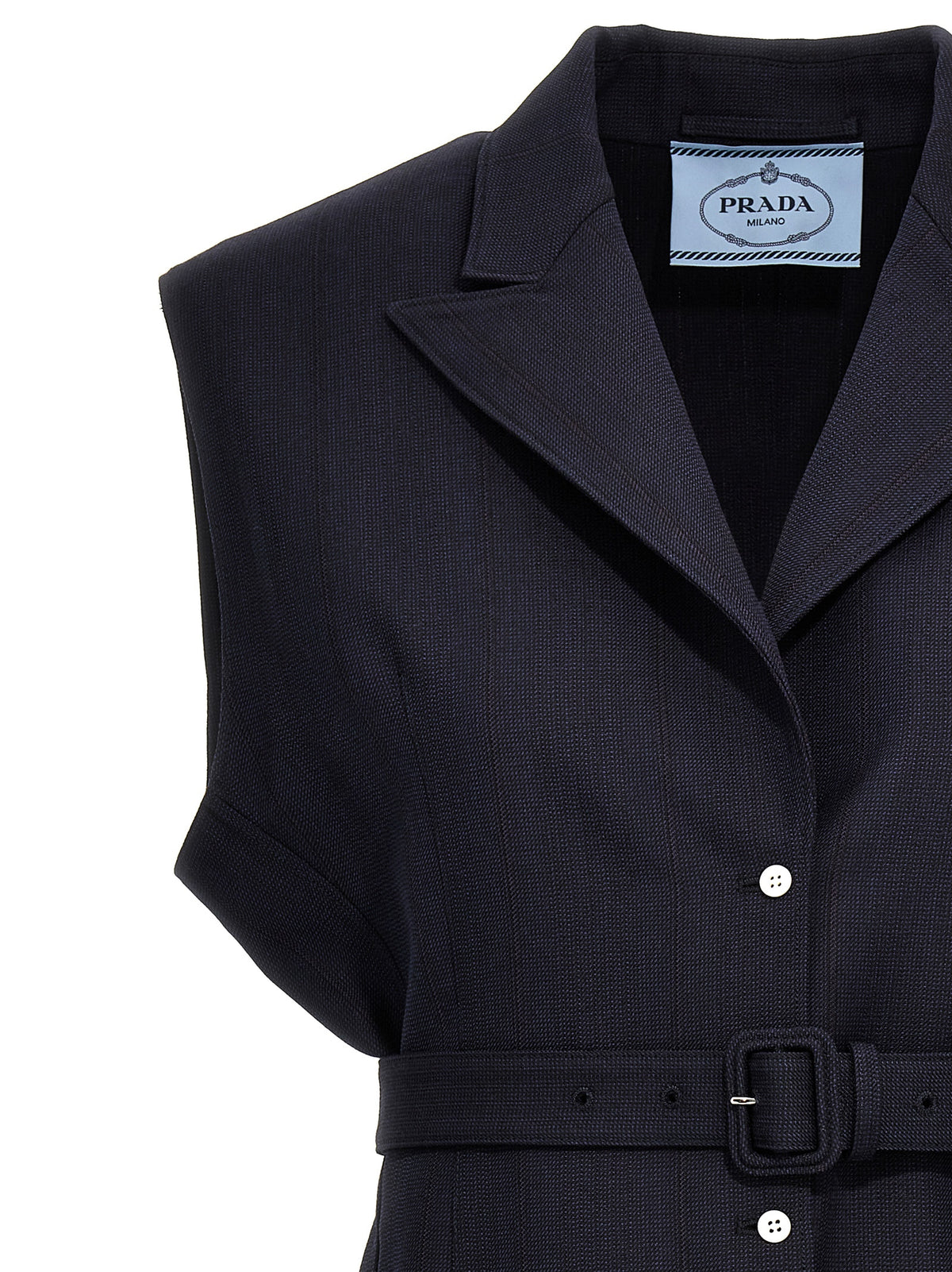 Prada Virgin Wool Sleeveless Vest Jacket in Blue | Made in Italy