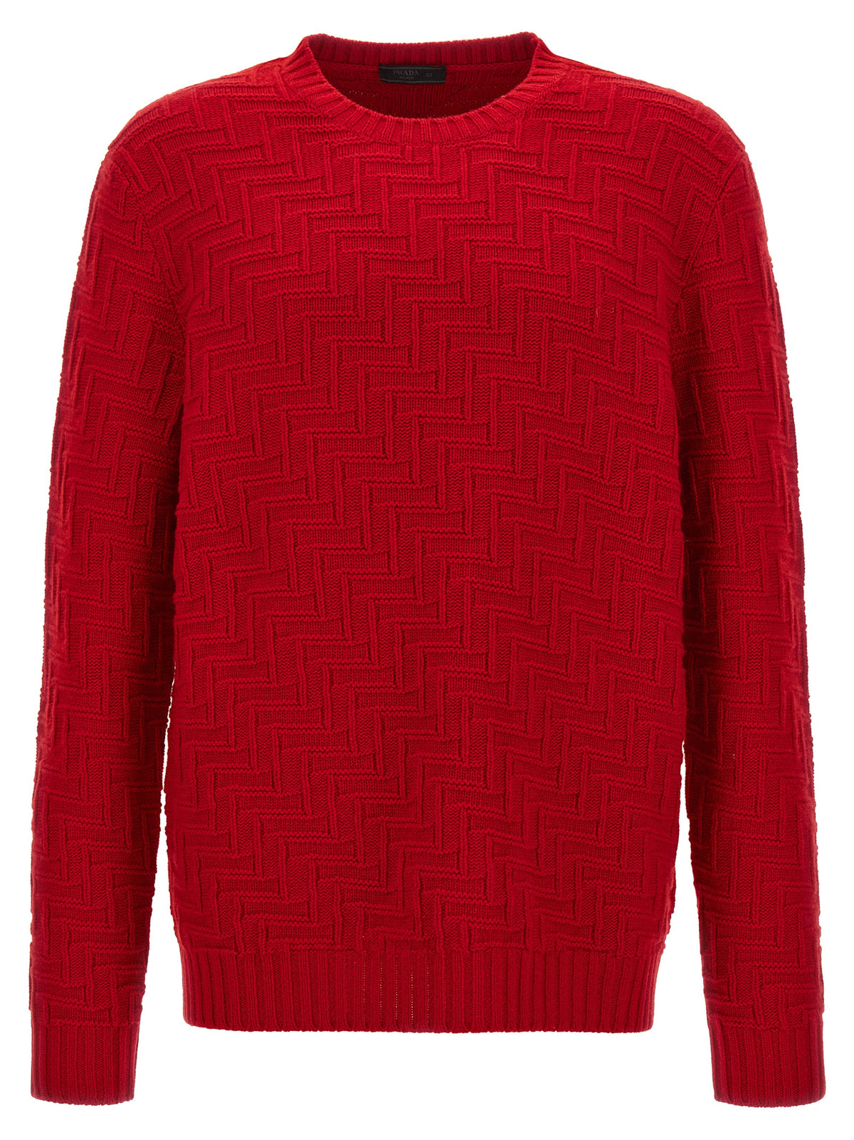 Prada Virgin Wool & Cashmere Crew Neck Sweater in Red | Made in Italy