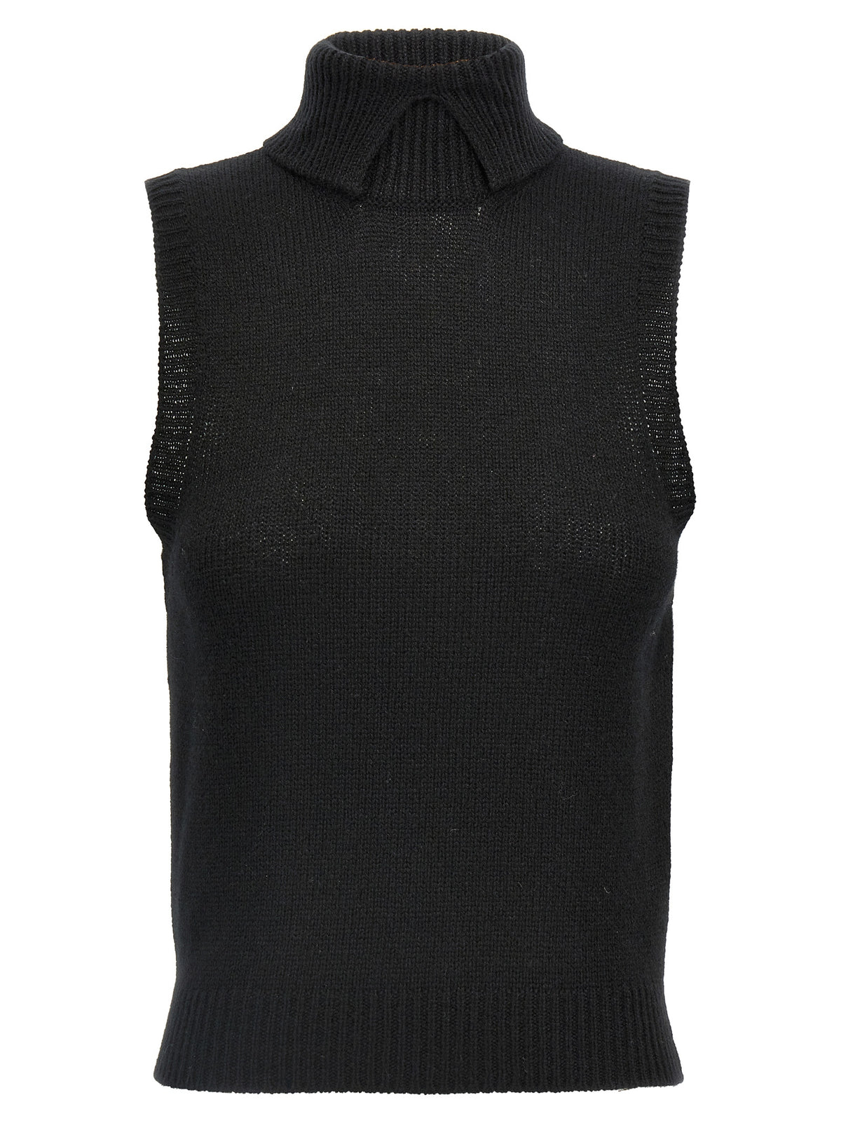Prada Cashmere Sleeveless Vest Jacket in Black | Made in Italy