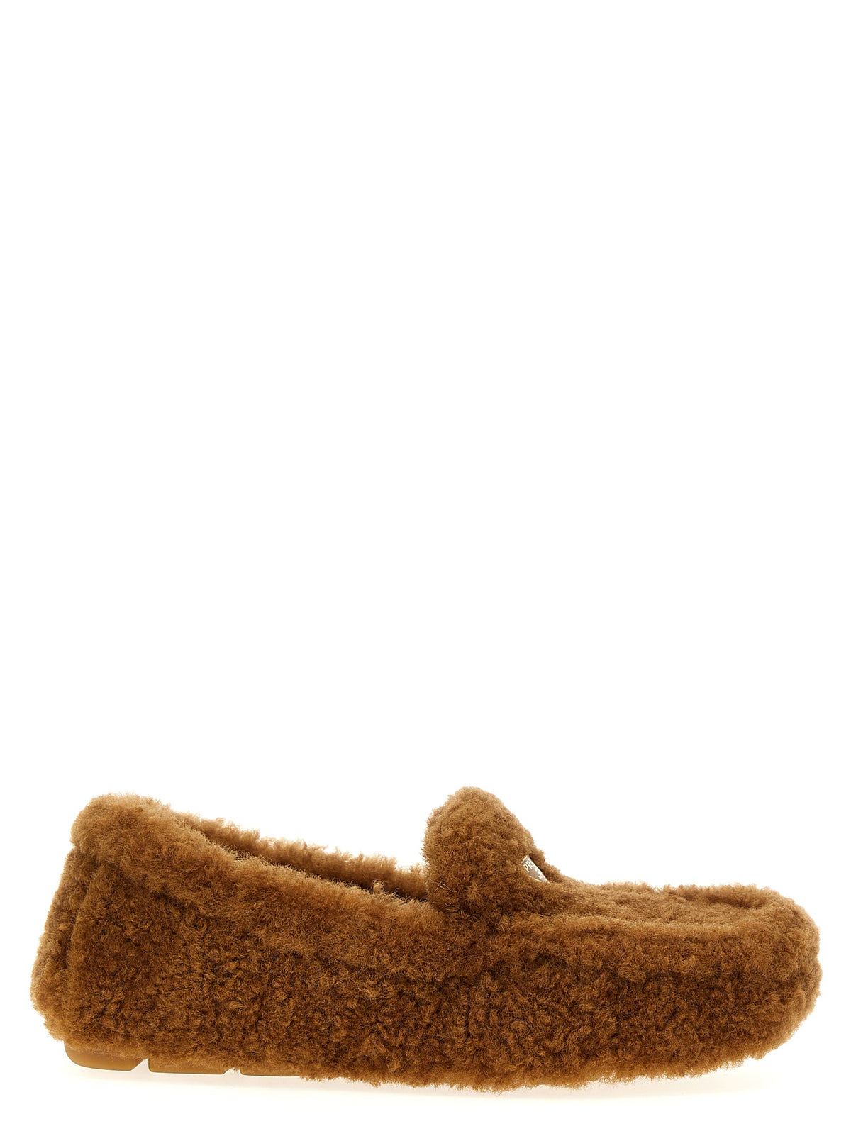 Prada Shearling Lamb Leather Loafers in Brown | Triangle Logo | Made in Italy