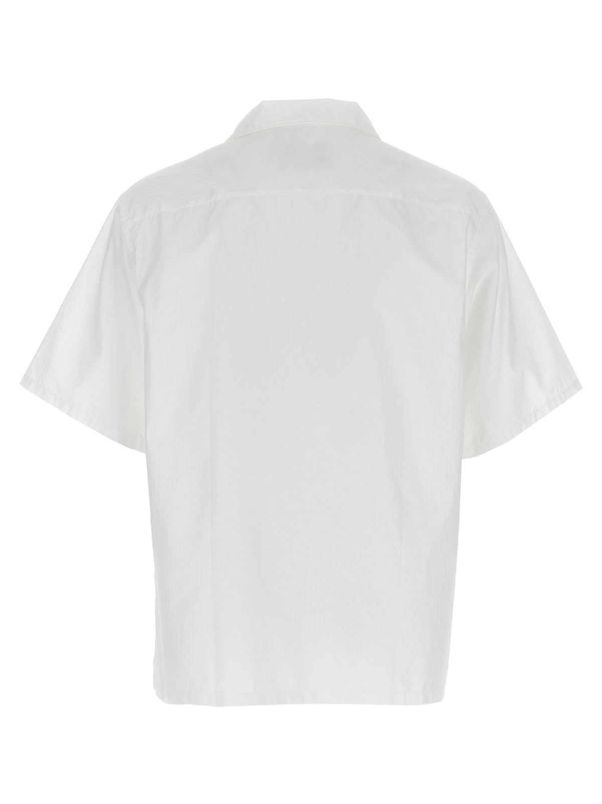 Prada Striped Cotton Poplin Short-Sleeve Shirt in White | Made in Italy
