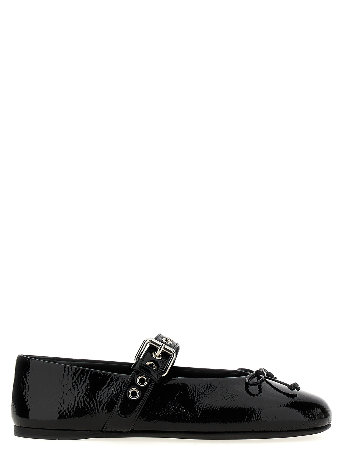 Miu Miu Patent Calfskin Bow Ballet Flats in Black | Made in Italy