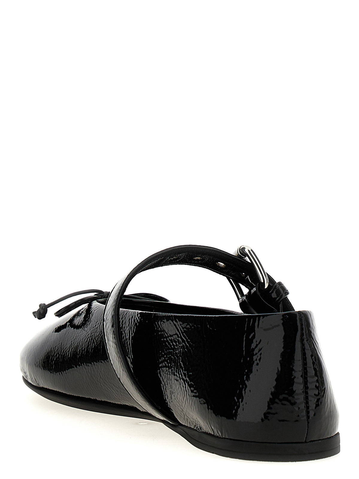 Miu Miu Patent Calfskin Bow Ballet Flats in Black | Made in Italy