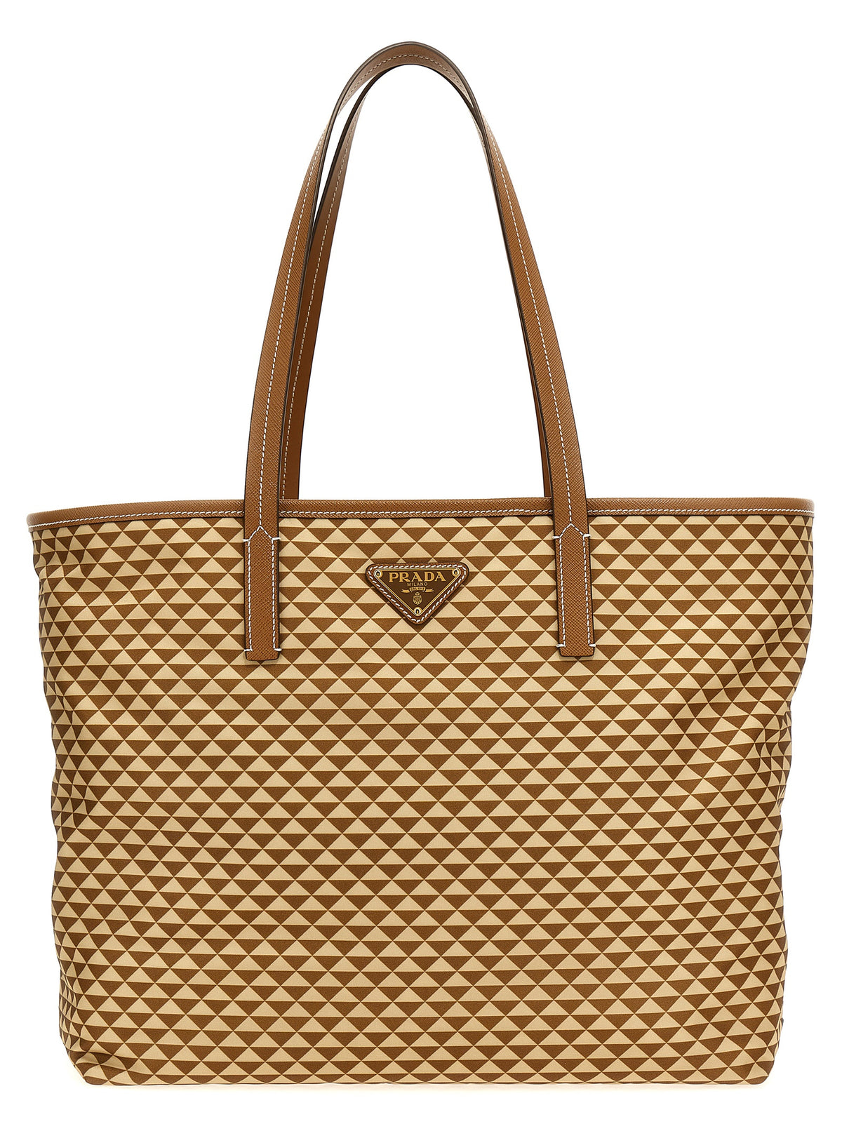 Prada Symbole Tria Fabric & Saffiano Leather Tote Bag in Multicolor | Made in Italy