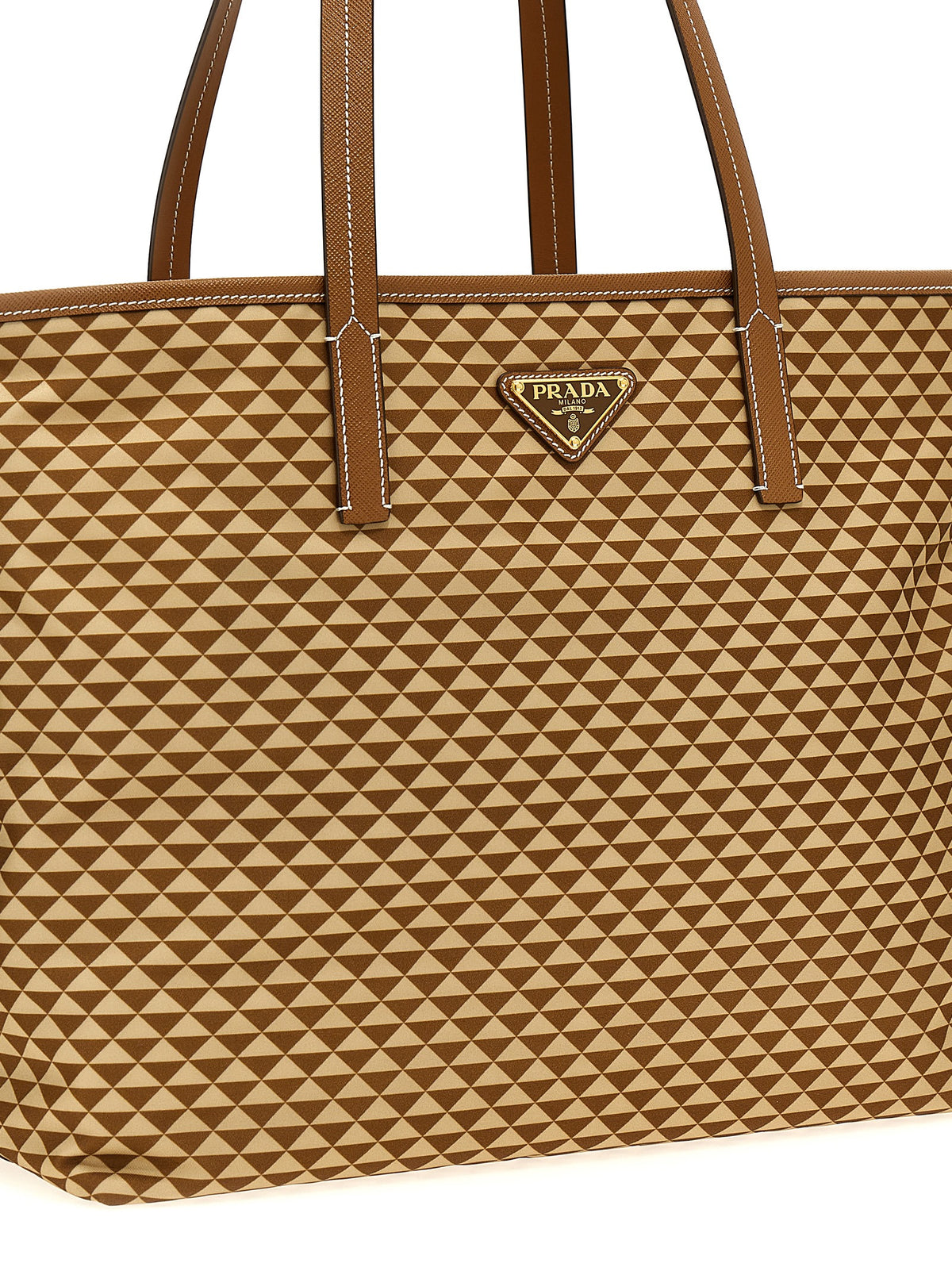Prada Symbole Tria Fabric & Saffiano Leather Tote Bag in Multicolor | Made in Italy