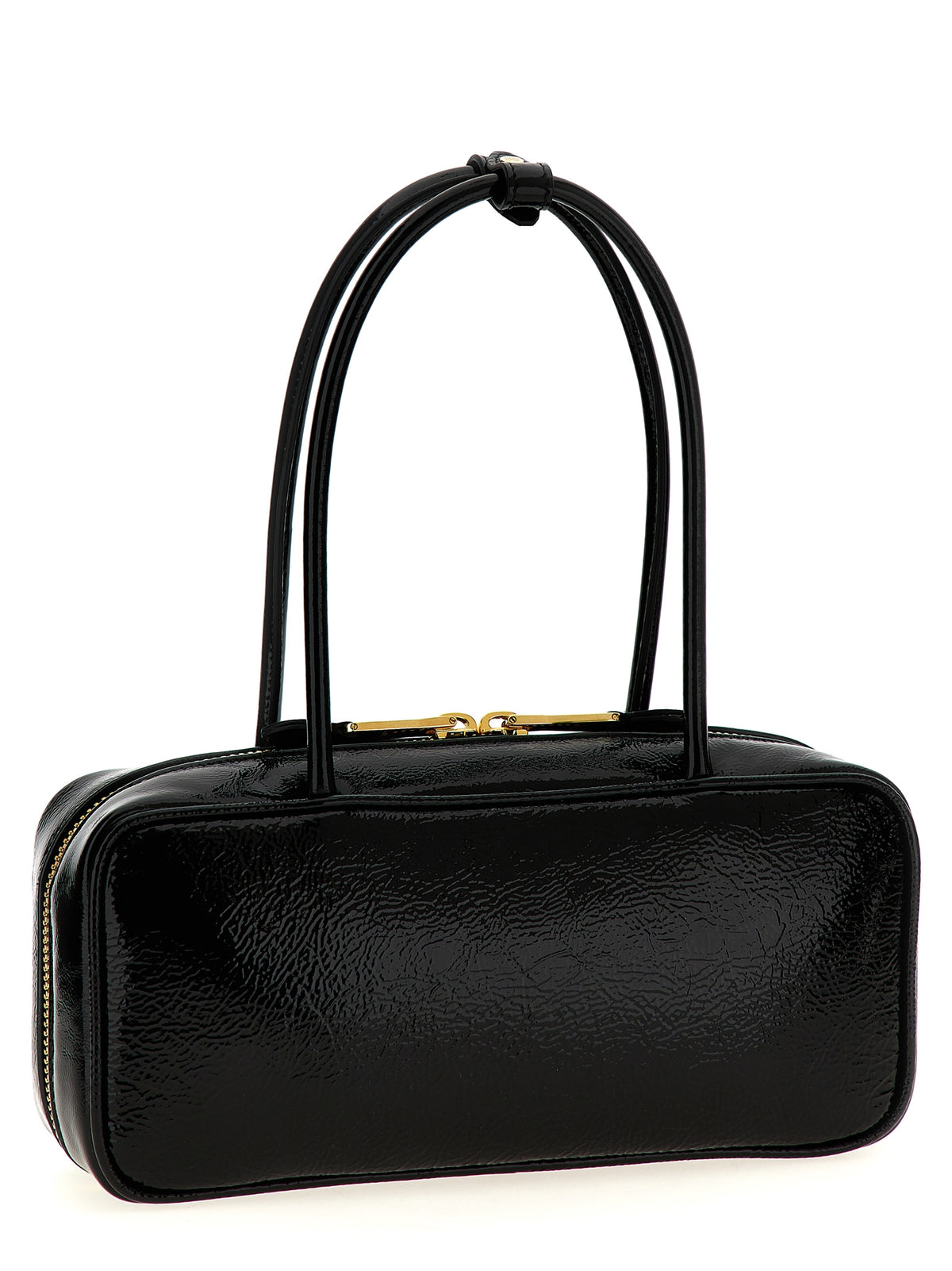 Miu Miu Glossy Lamb Leather Top Case Handbag in Black | Made in Italy