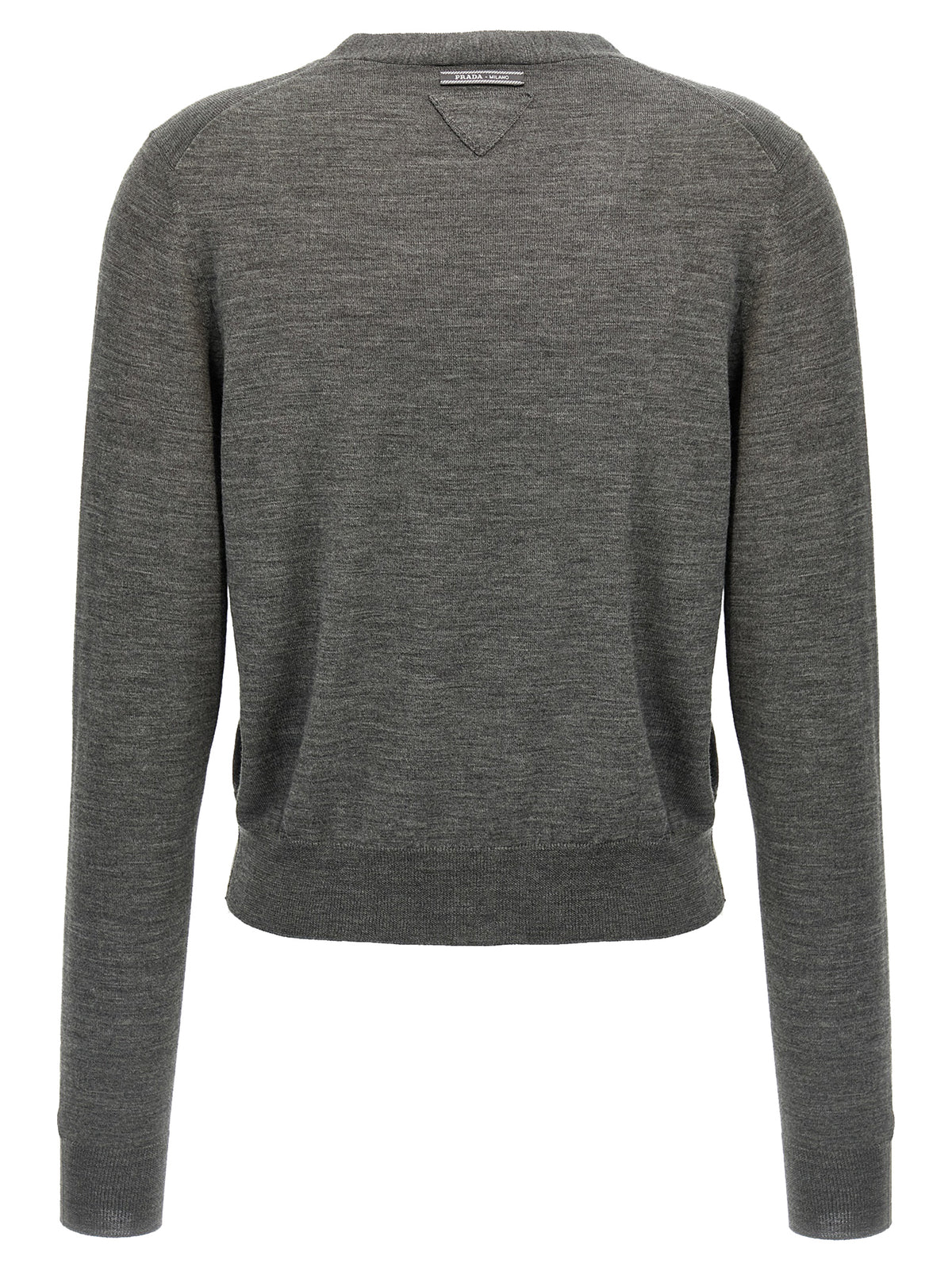 Prada Virgin Wool V-Neck Button Cardigan in Gray | Made in Italy