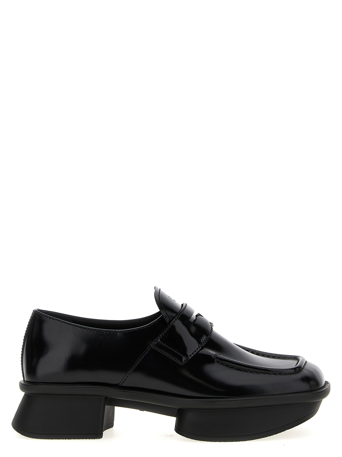 Prada Equal Calfskin Leather Slip-On Loafers in Black | Made in Italy