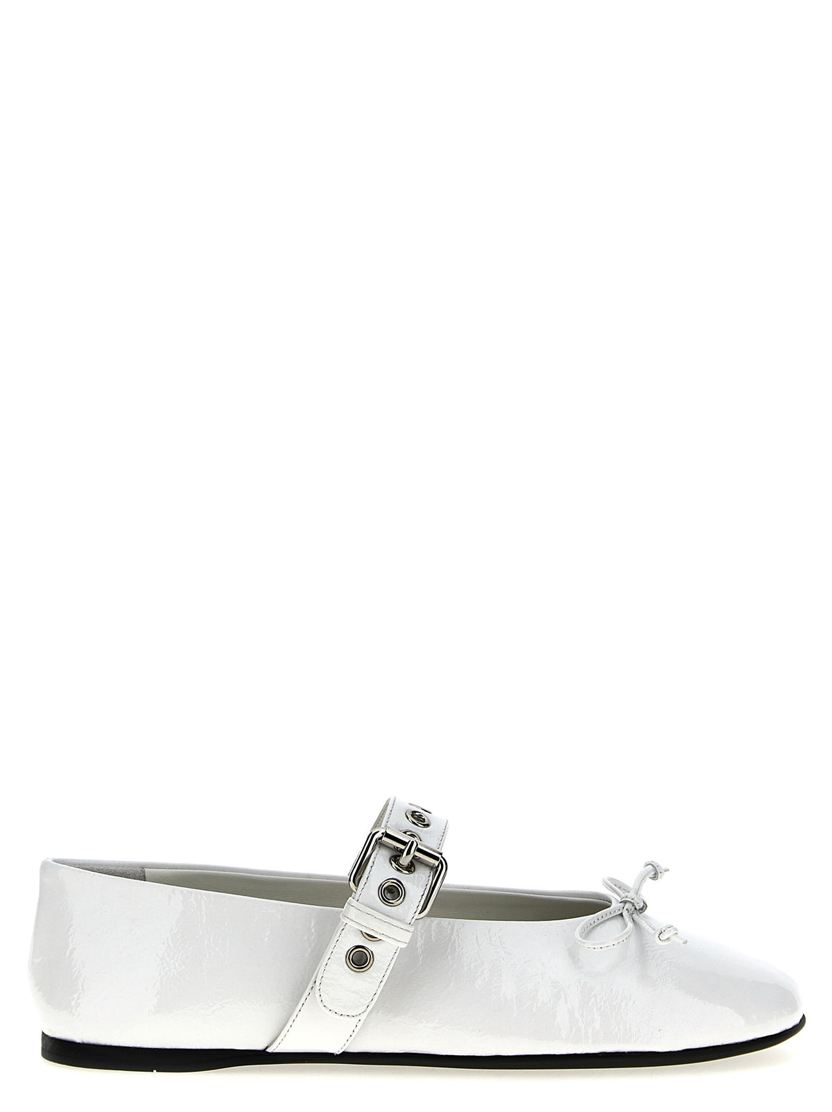 Miu Miu Patent Calfskin Bow Ballet Flats in White | Made in Italy