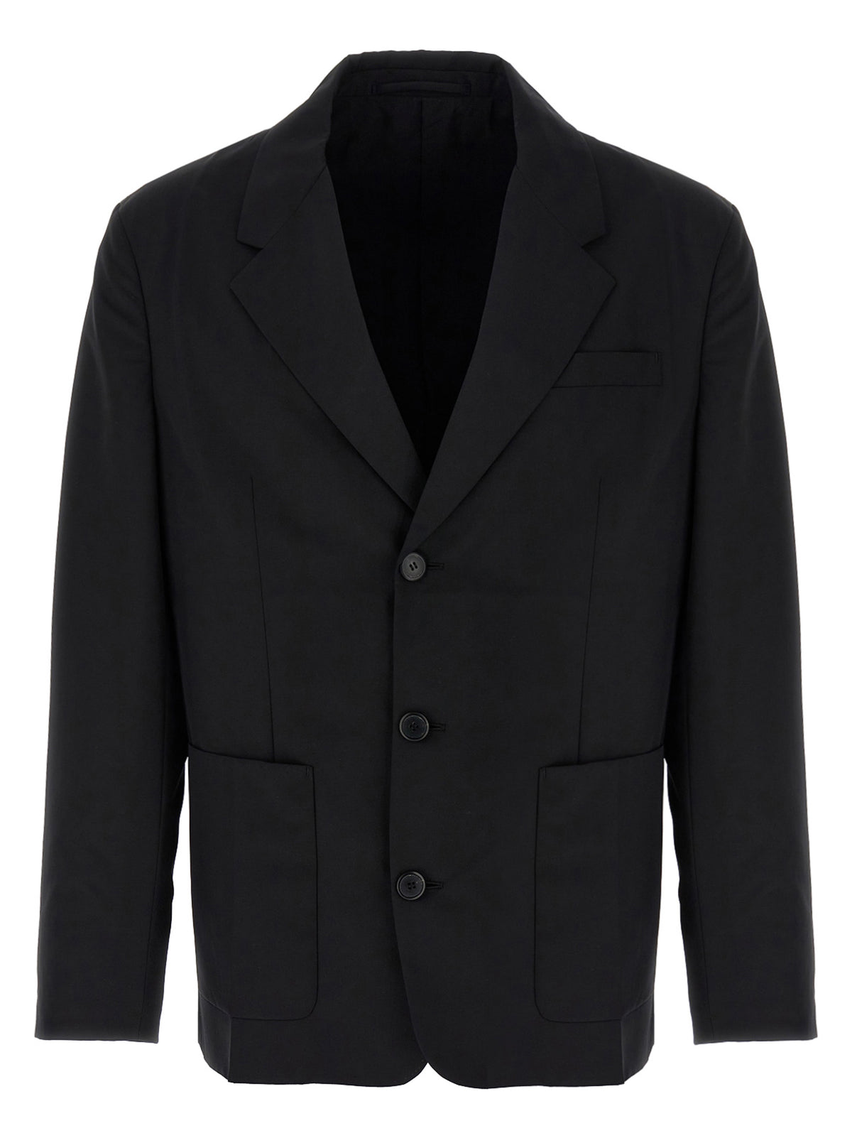 Prada Single-Breasted Virgin Wool & Polyamide Blazer in Black | Made in Italy
