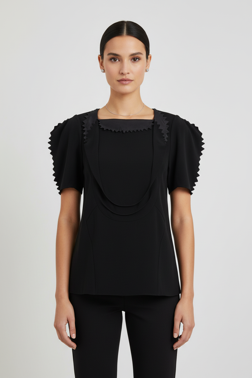 Prada Crêpe Cady Draped Top in Black | Made in Italy