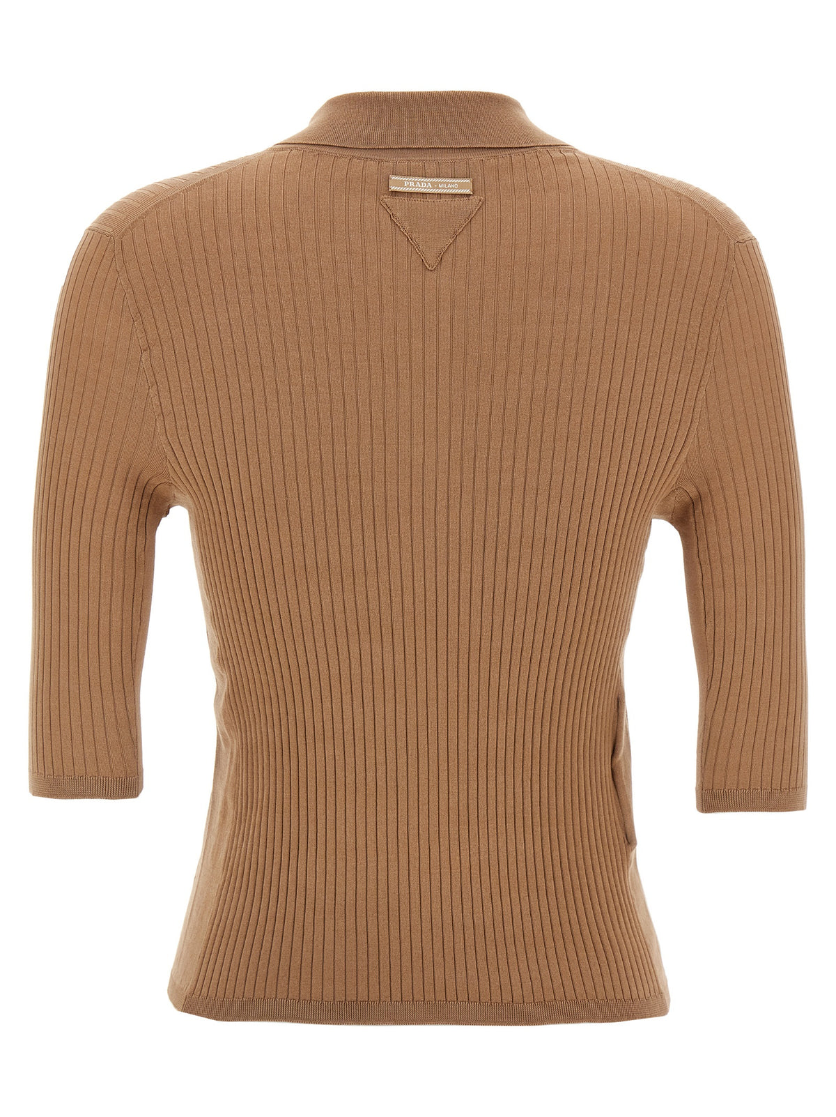 Prada Cotton Knit Polo Shirt in Beige | Made in Italy