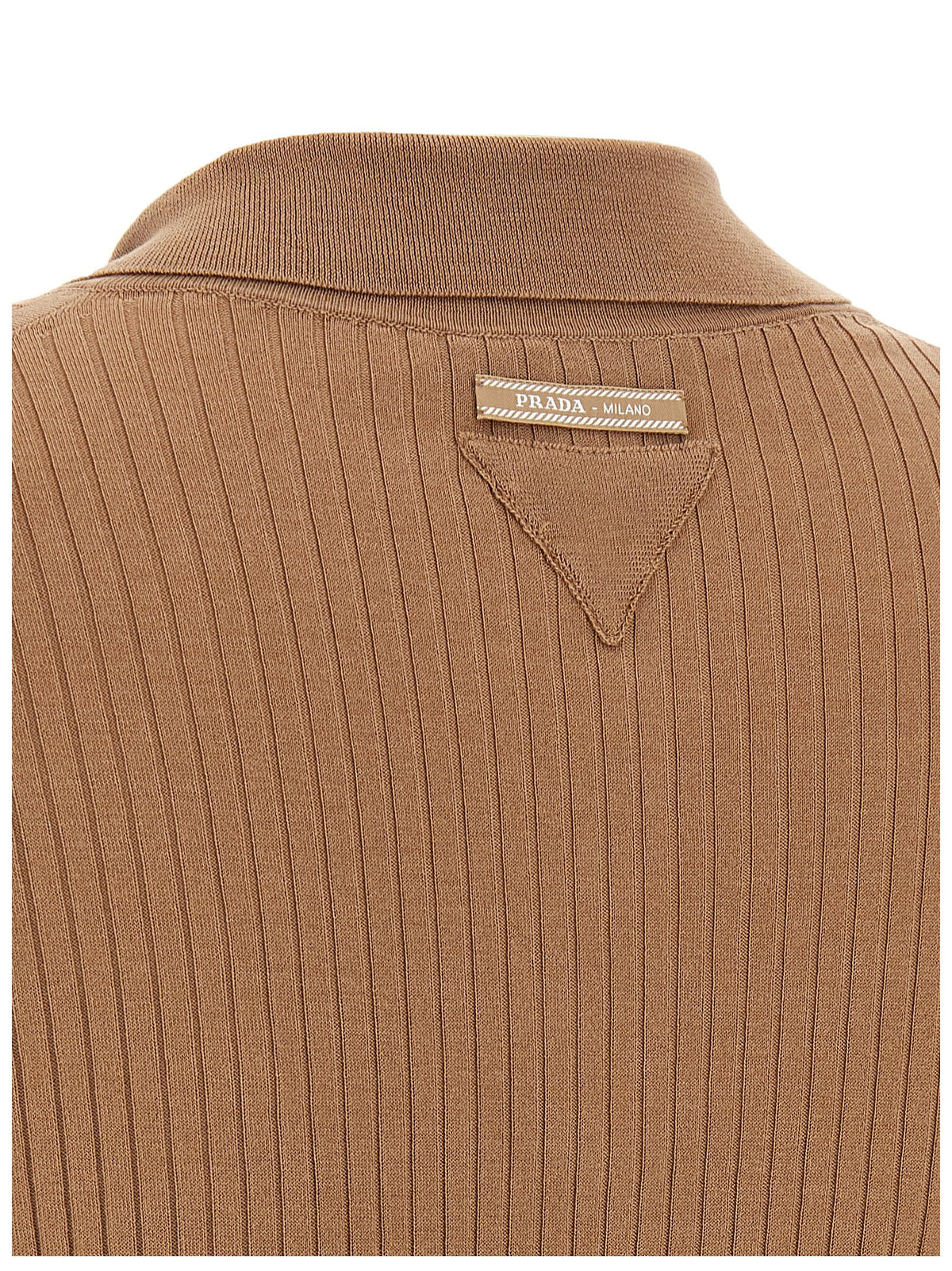 Prada Cotton Knit Polo Shirt in Beige | Made in Italy