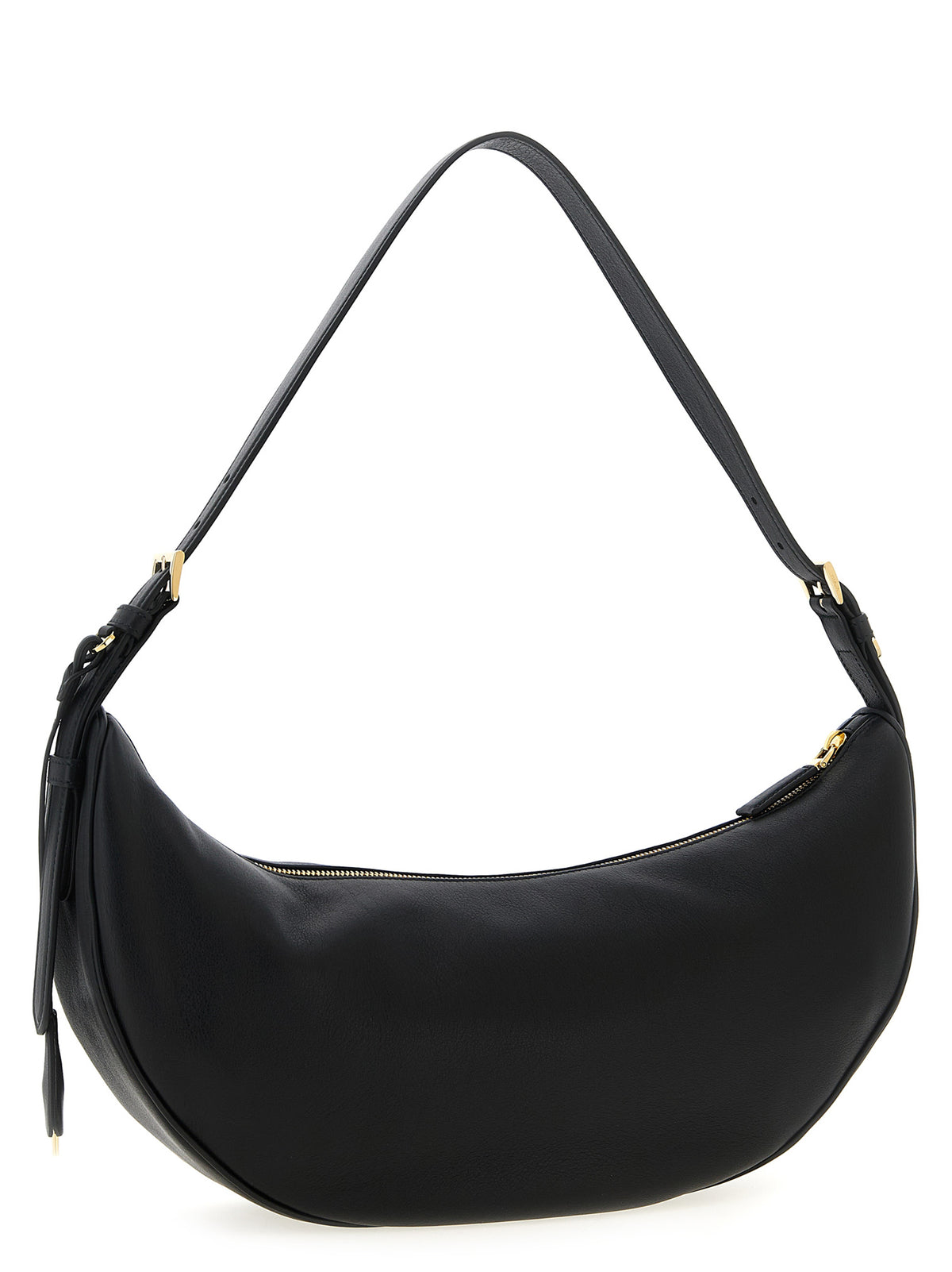 Prada Demi-Lune Calfskin Leather Shoulder Bag in Black | Made in Italy