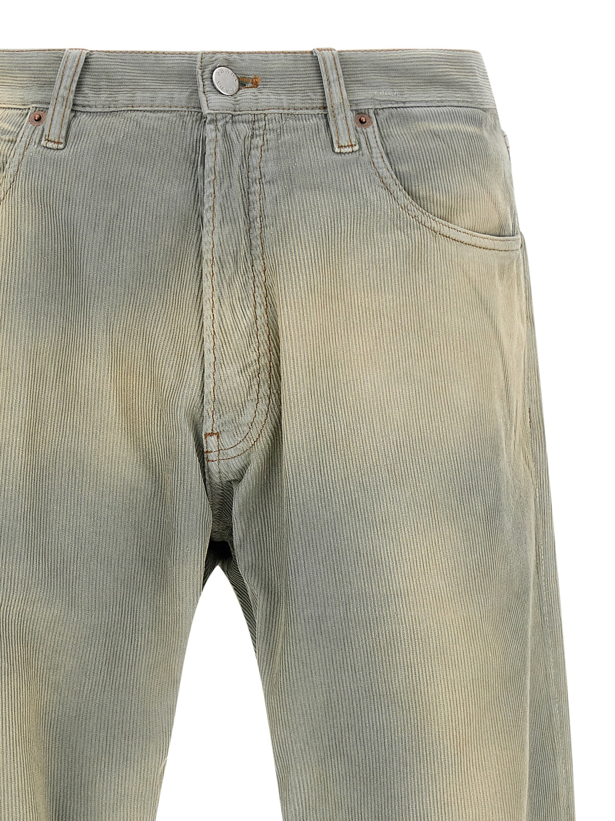 Prada Stonewashed Corduroy Straight-Leg Trousers in Light Blue | Made in Italy