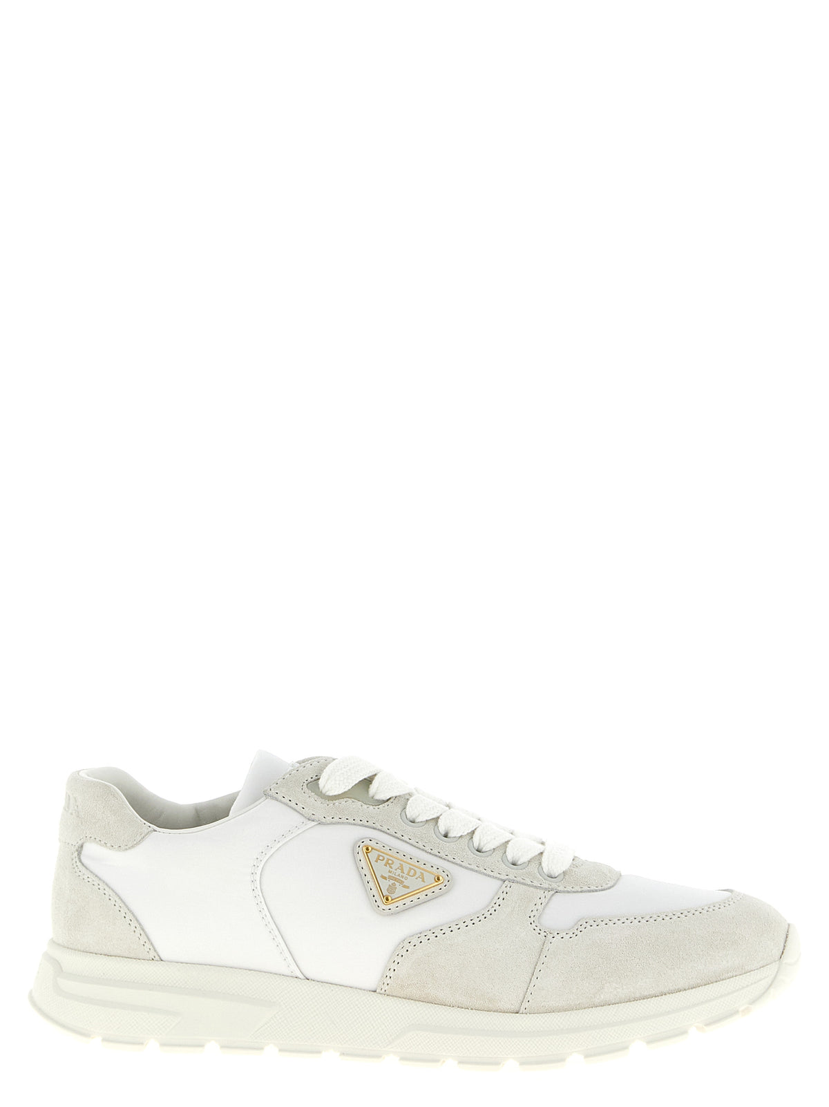 Prada Prax 2.0 Re-Nylon & Suede Low-Top Sneakers in White | Made in Italy