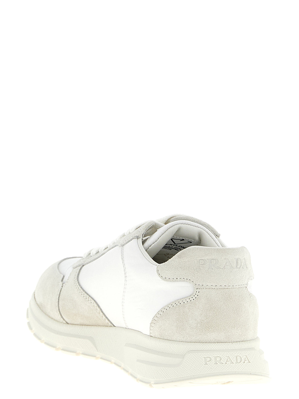 Prada Prax 2.0 Re-Nylon & Suede Low-Top Sneakers in White | Made in Italy