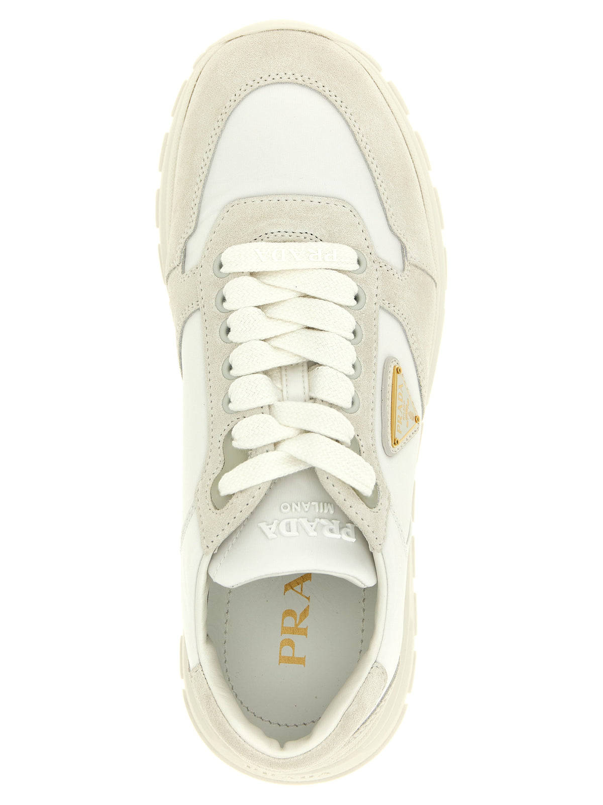 Prada Prax 2.0 Re-Nylon & Suede Low-Top Sneakers in White | Made in Italy