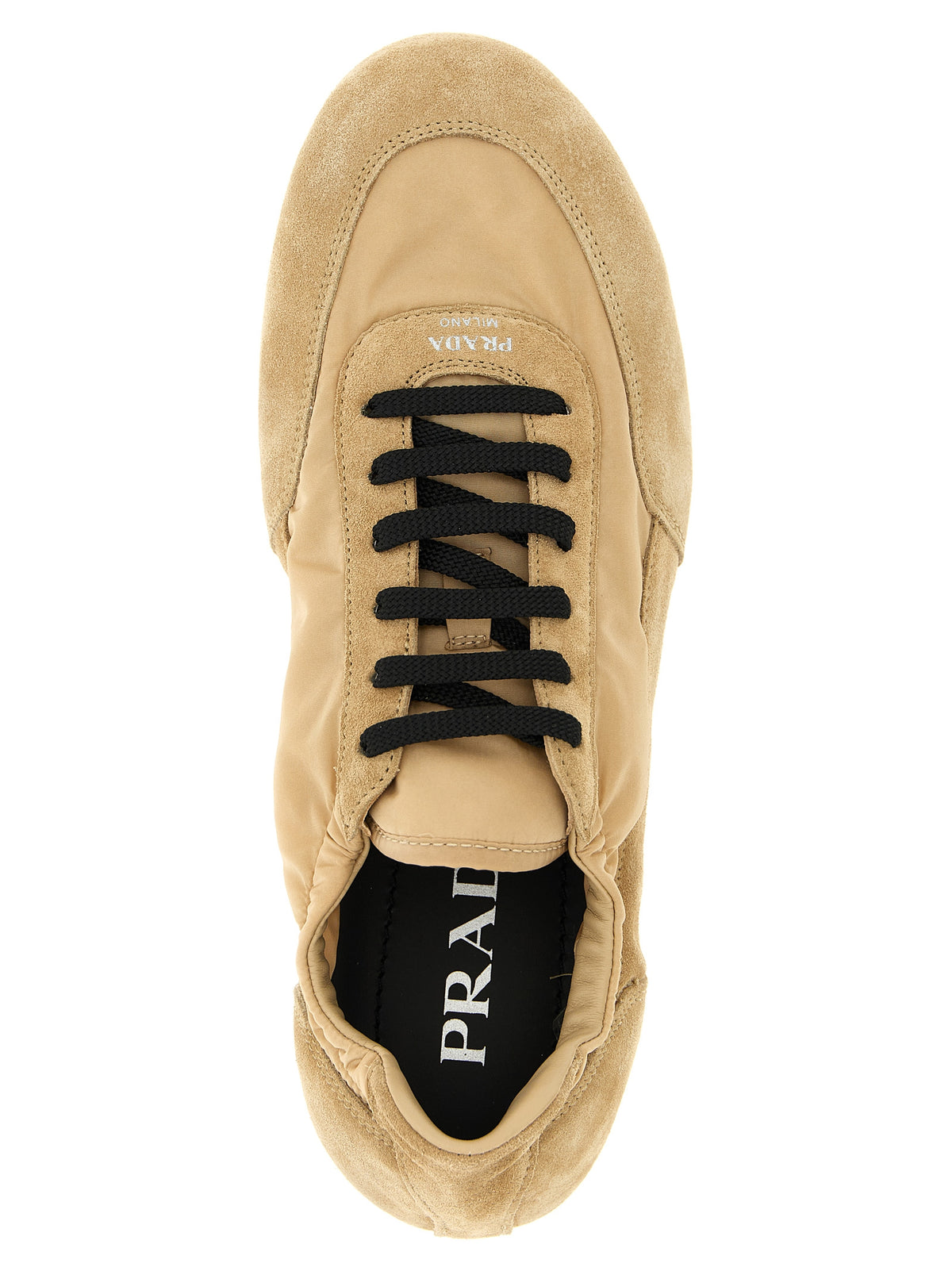 Prada Collapse Re-Nylon & Suede Sneakers in Beige | Made in Italy