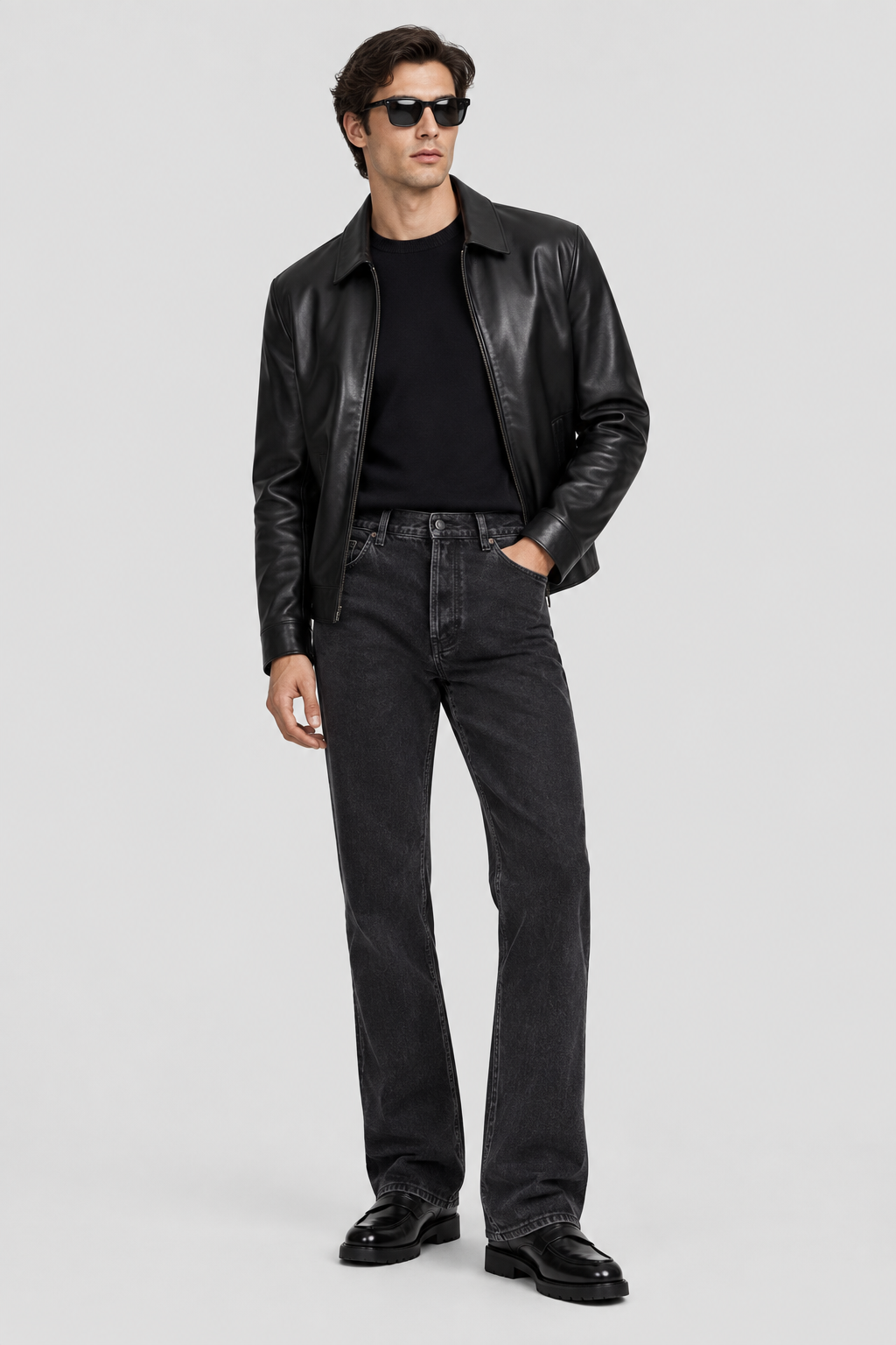 Saint Laurent Relax Tapered Washed Cotton Jeans in Black | Made in Italy