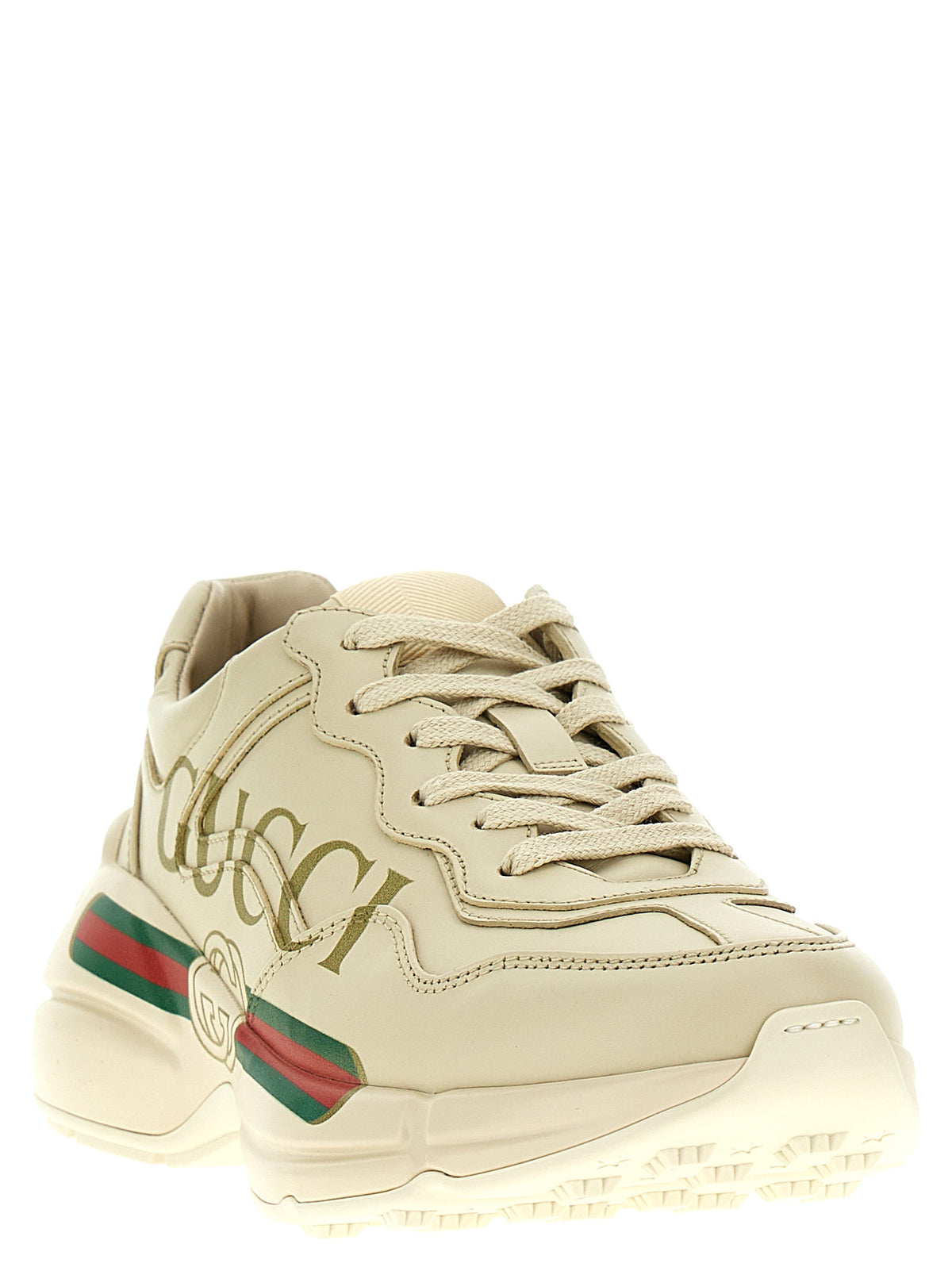 Gucci Rhyton Vintage Logo Calf Leather Sneakers in White | Made in Italy