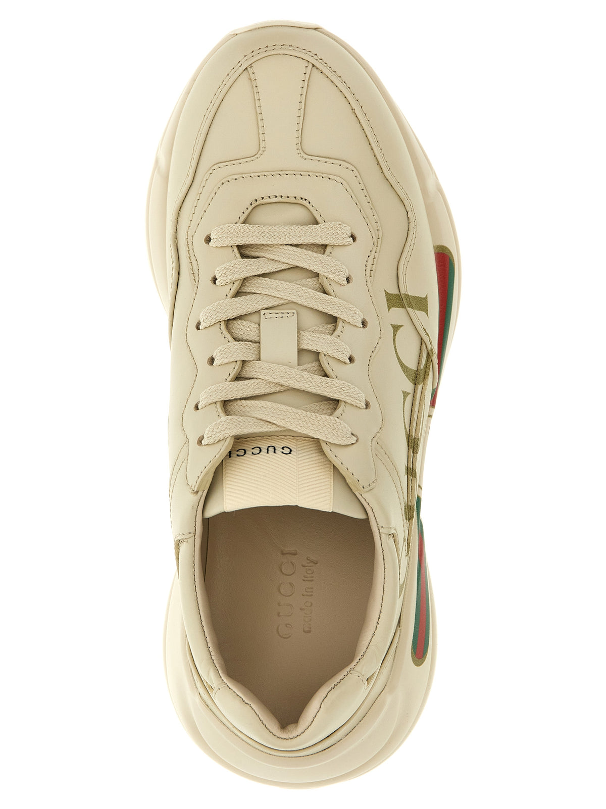 Gucci Rhyton Vintage Logo Calf Leather Sneakers in White | Made in Italy