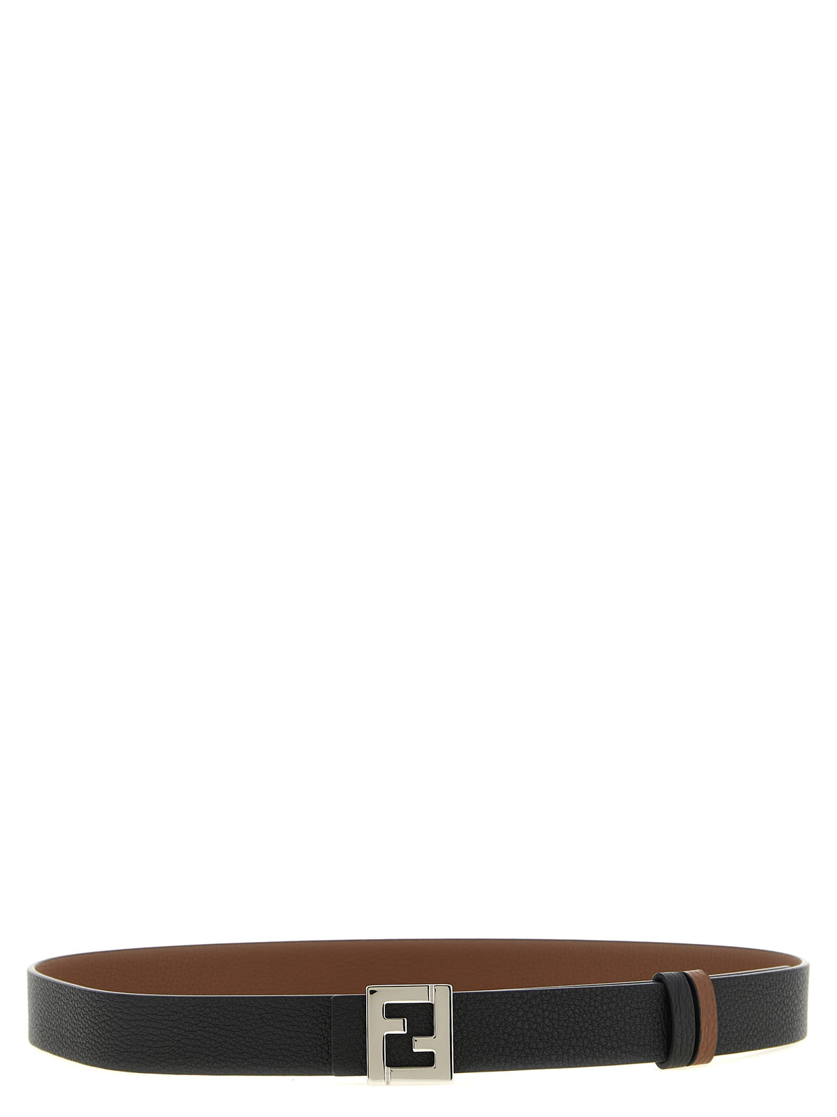 Fendi Reversible Full-Grain Calfskin Belt with FF Logo Palladium Buckle | Made in Italy