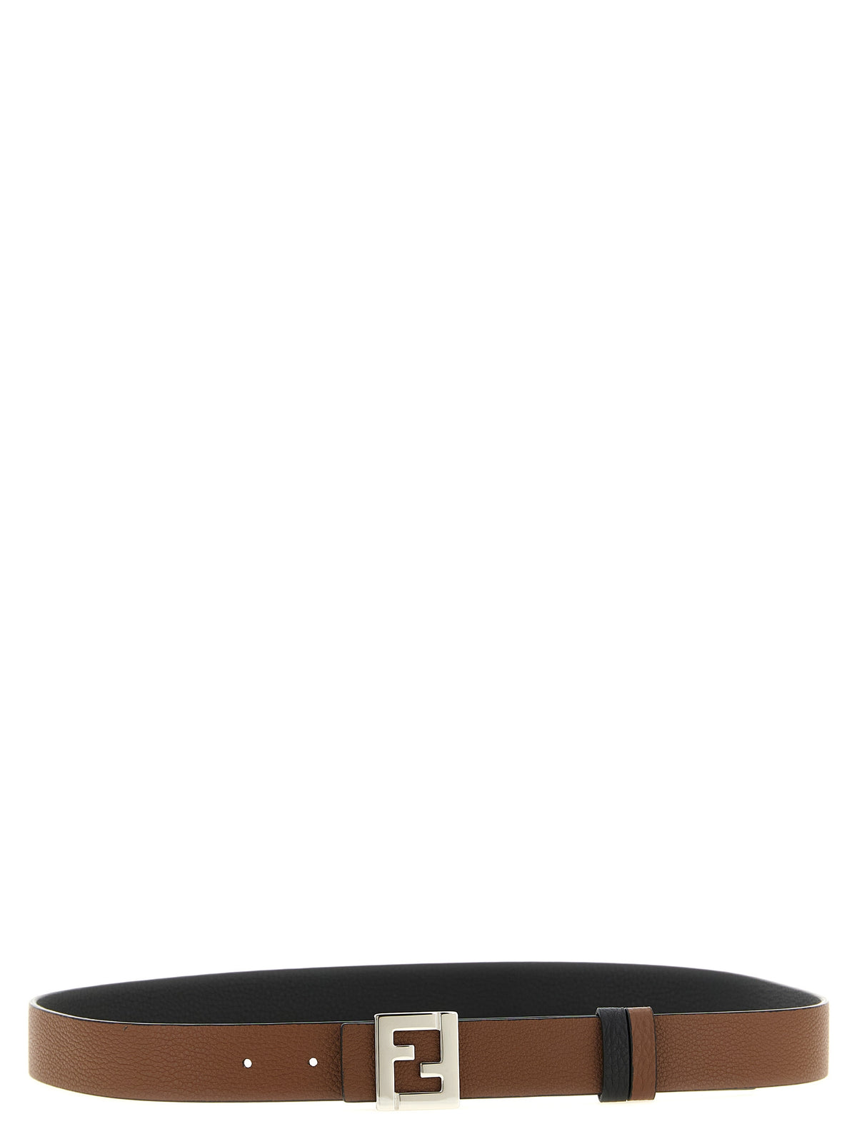 Fendi Reversible Full-Grain Calfskin Belt with FF Logo Palladium Buckle | Made in Italy