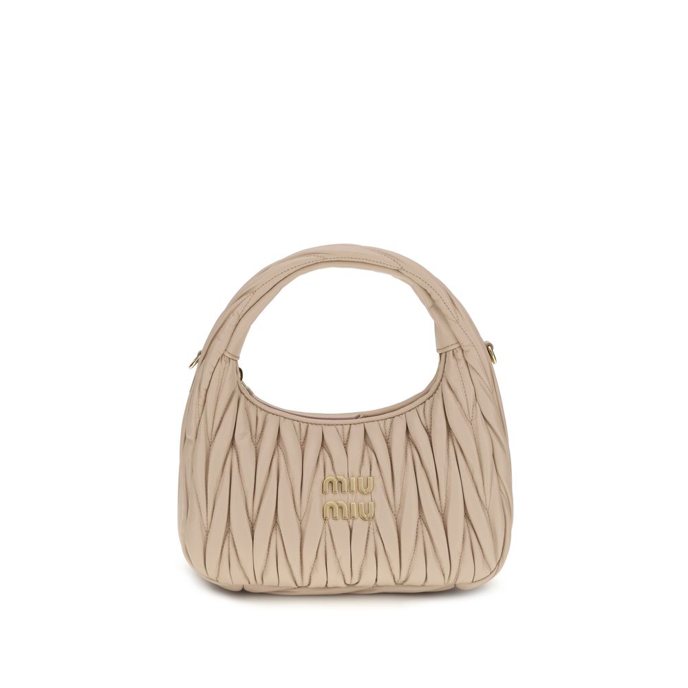 Miu Miu Matelassé Quilted Calf Leather Hobo Bag in Beige | AW26