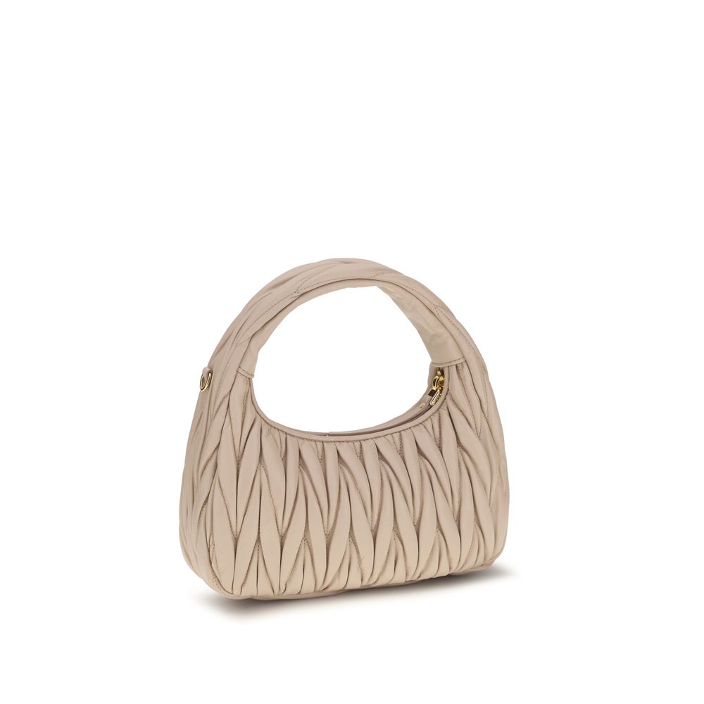 Miu Miu Matelassé Quilted Calf Leather Hobo Bag in Beige | AW26