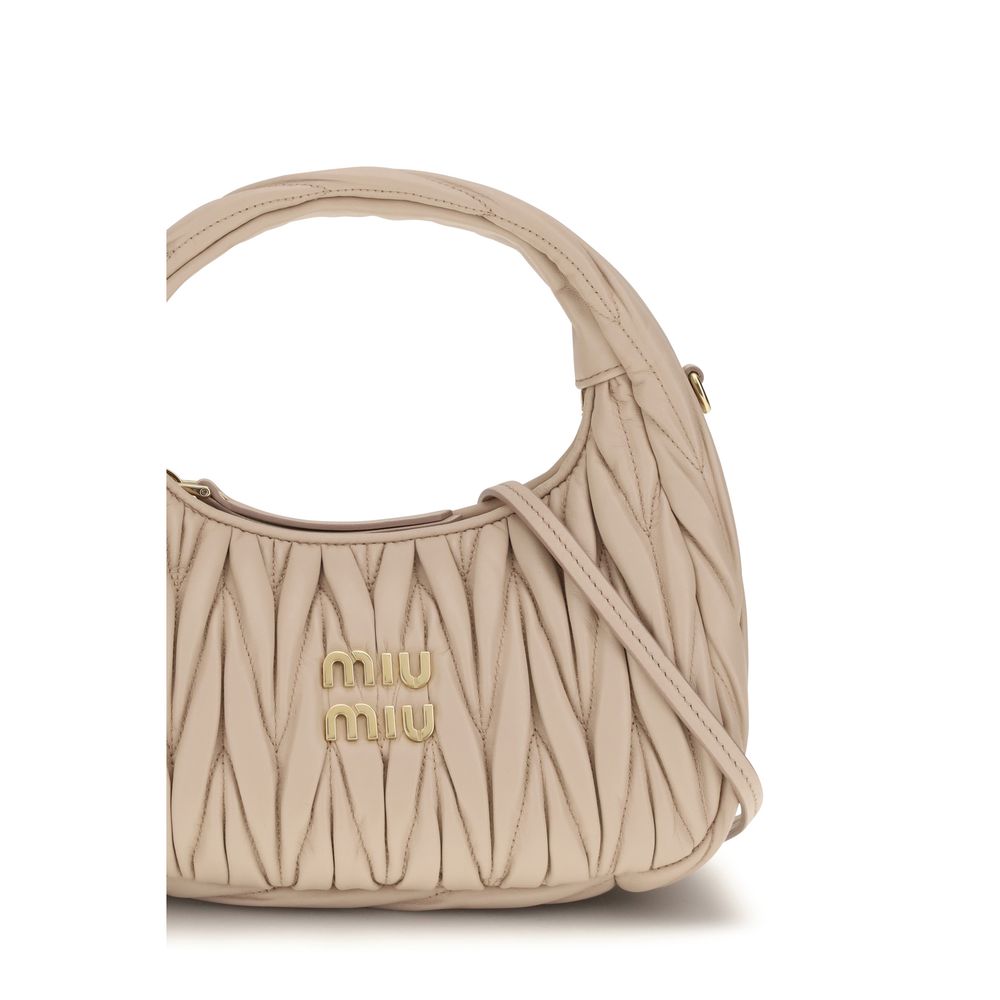 Miu Miu Matelassé Quilted Calf Leather Hobo Bag in Beige | AW26