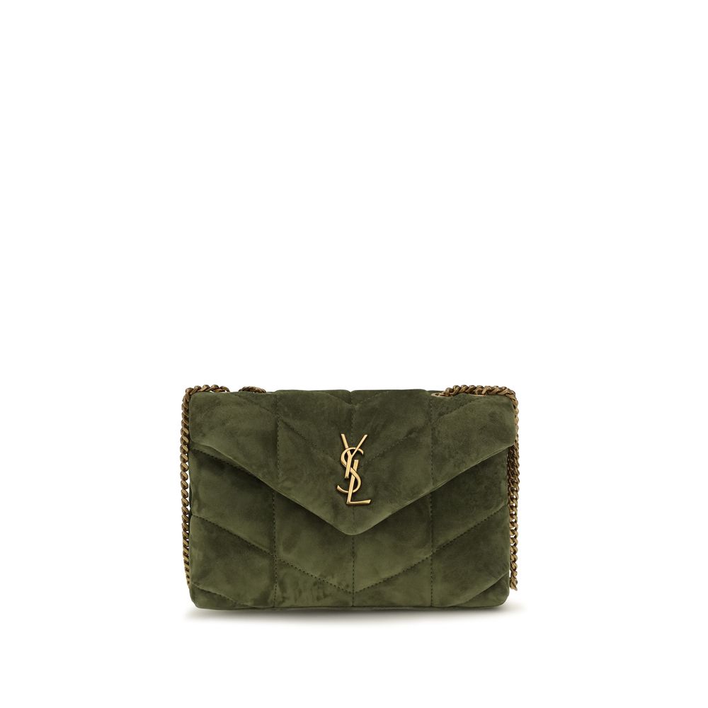 Saint Laurent LouLou Puffer Toy Suede Shoulder Bag in Bicolor | AW26